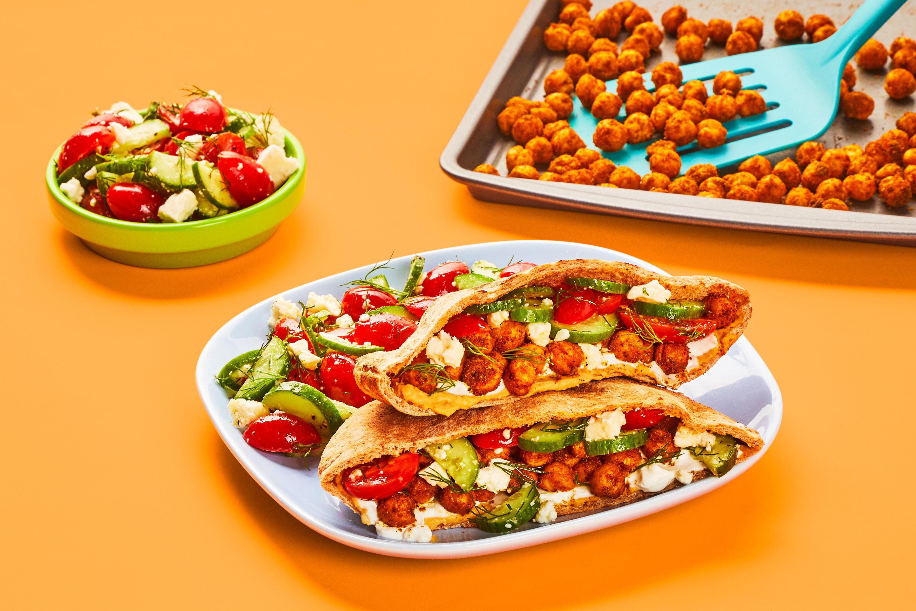 Sheet Pan Chickpea Shawarma Pita Pockets