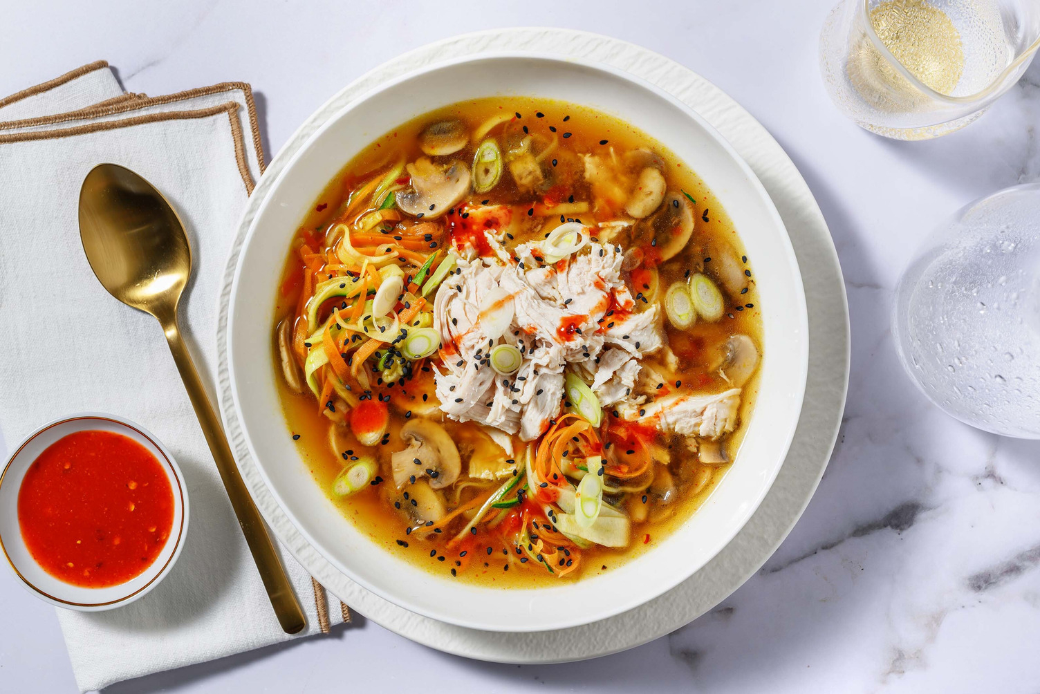 Shredded Chicken and Ginger Soup