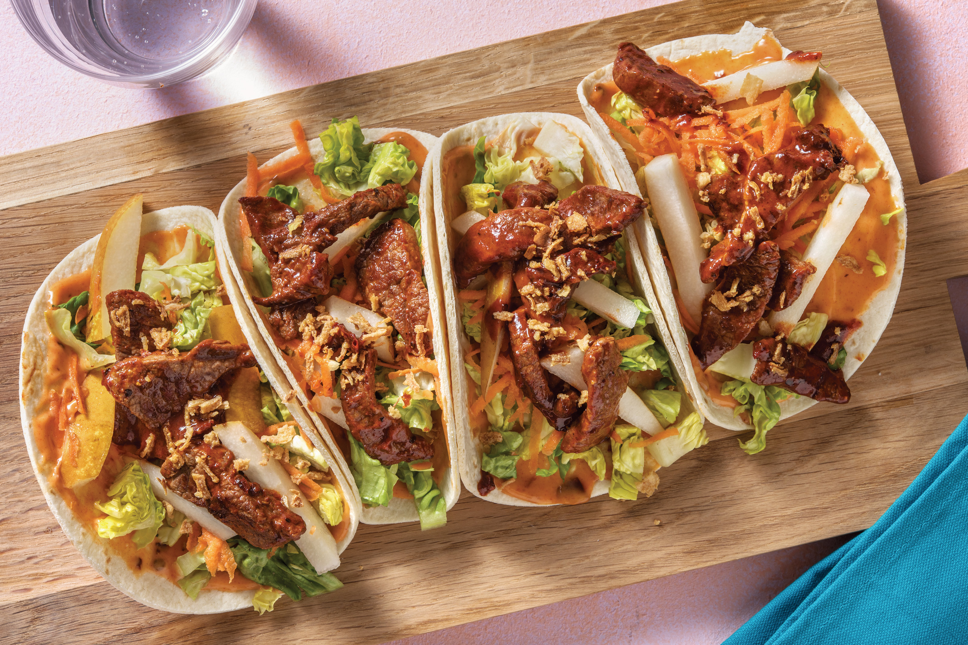 Sichuan Garlic Beef Tacos