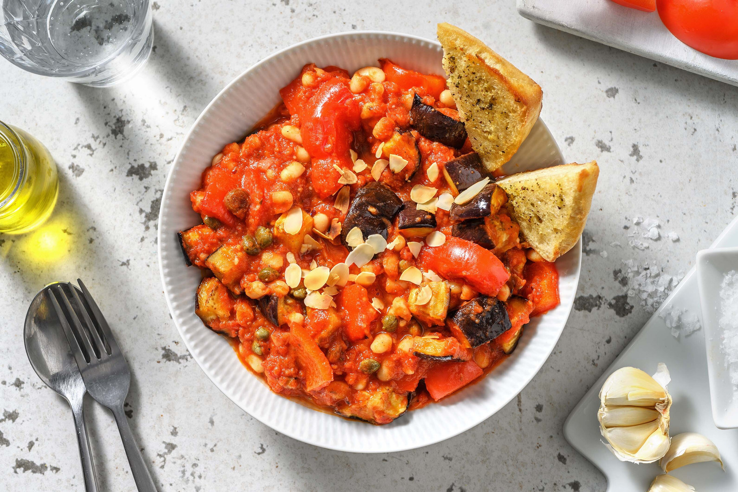 Sicilian Style Aubergine and Pepper Caponata Stew