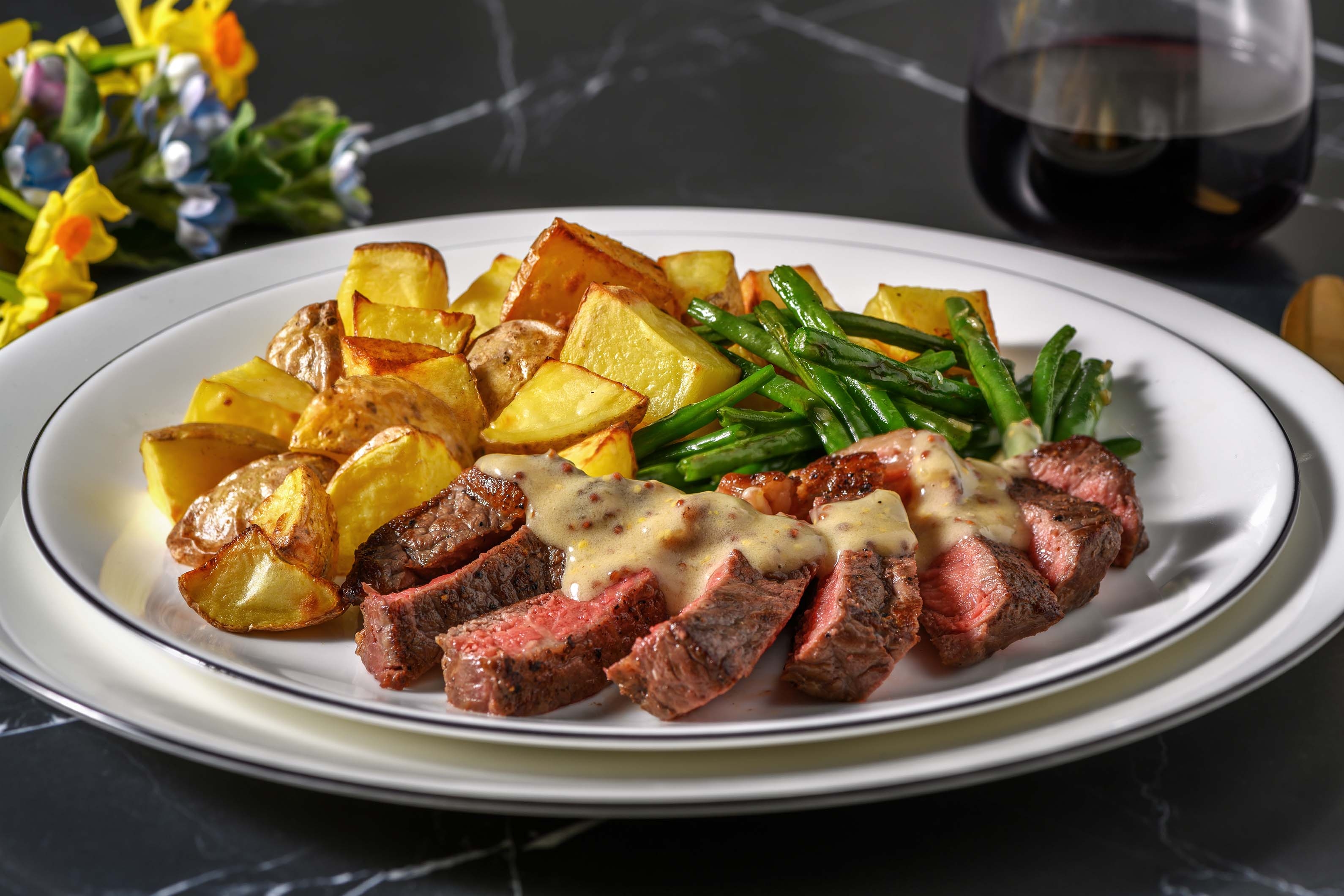Sirloin Steak and Creamy Mustard Sauce
