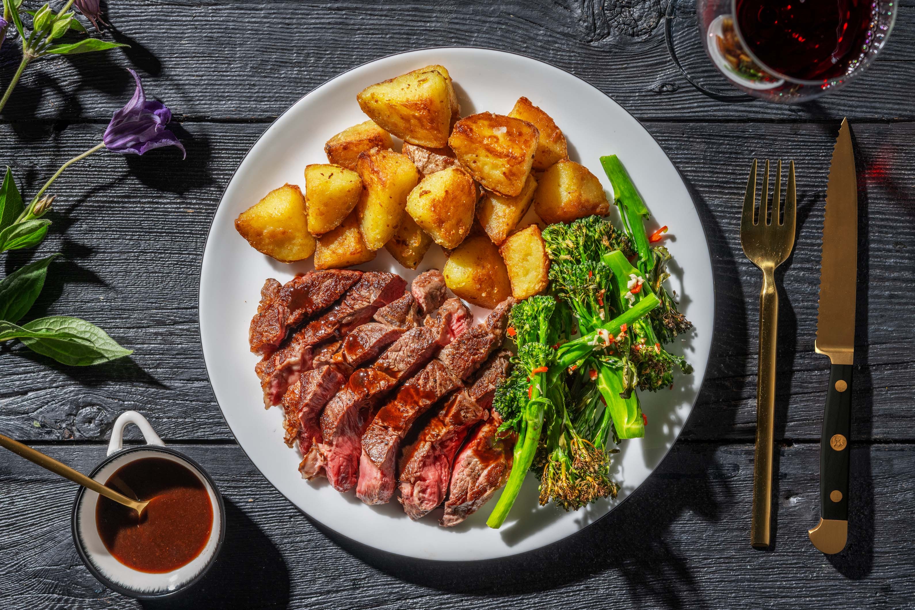 Sirloin Steak and Red Wine Jus