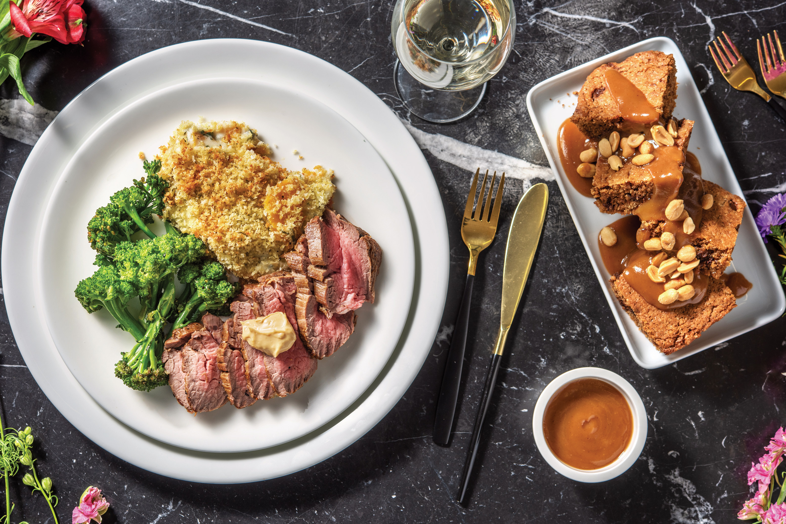 Seared Beef Fillet Steak & Pumpkin & Sage Gratin with Black Garlic Mayo