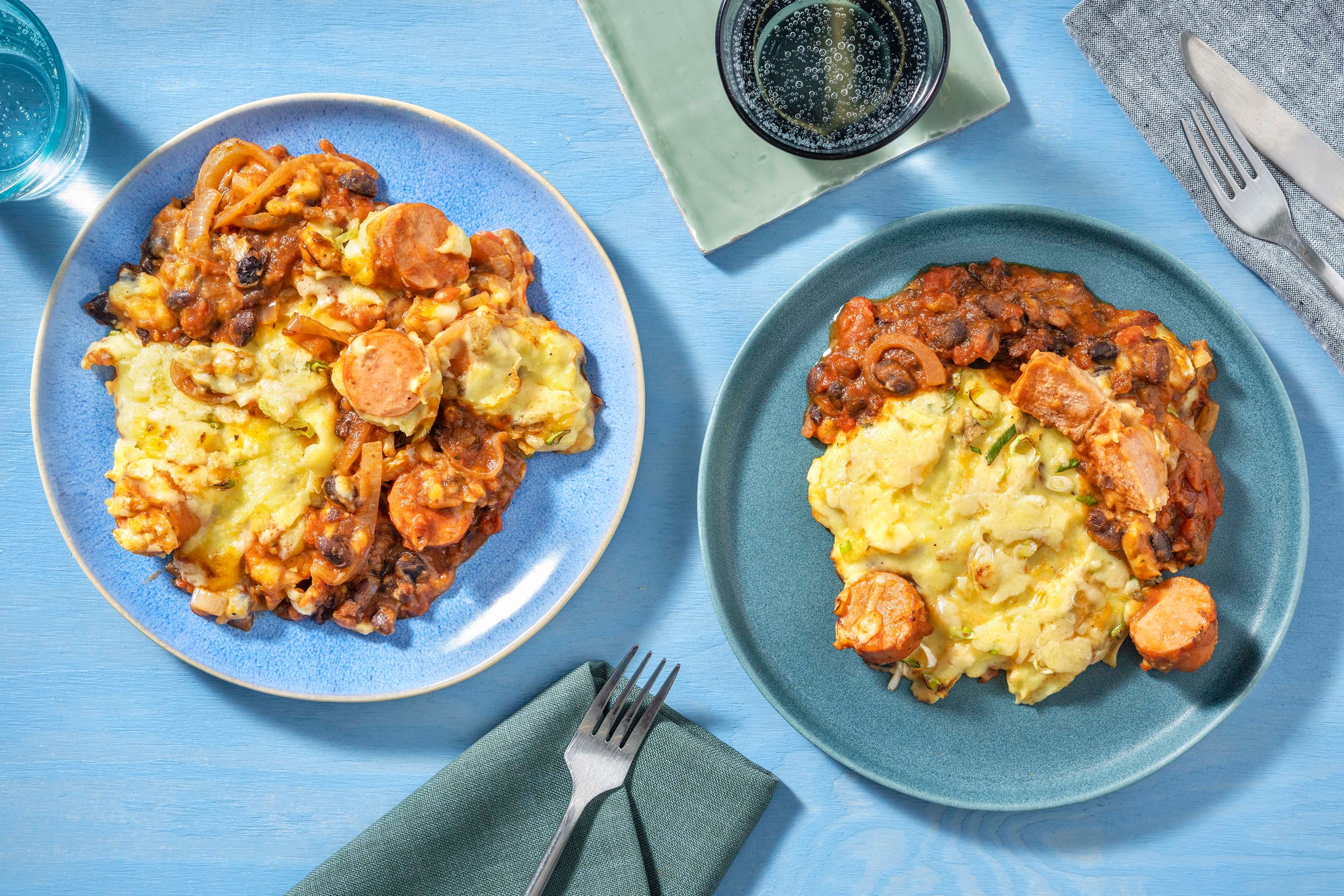 Smoked Sausage & Bean "Cowboy" Pie