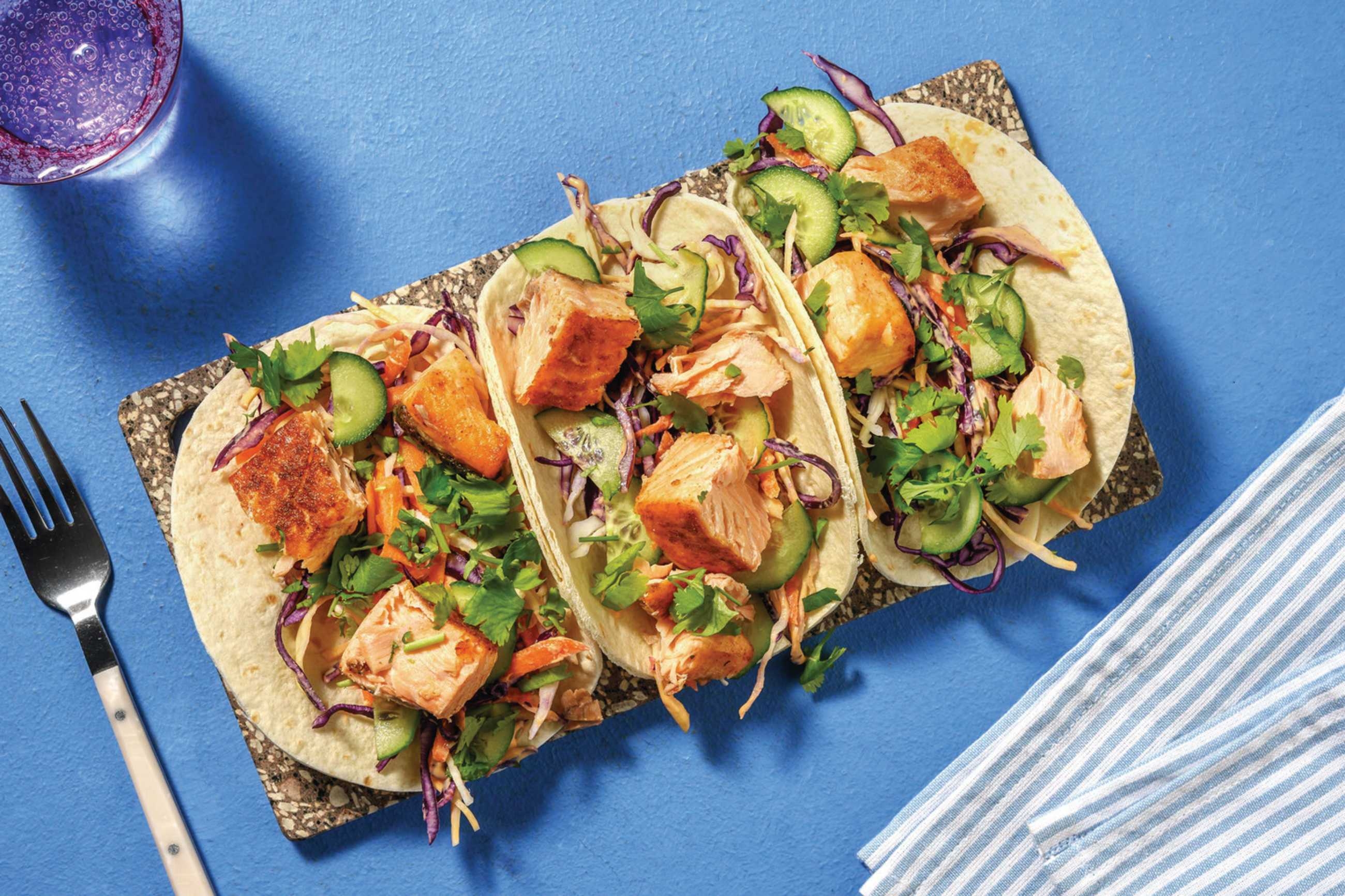 Smokey Caribbean Salmon Tacos
