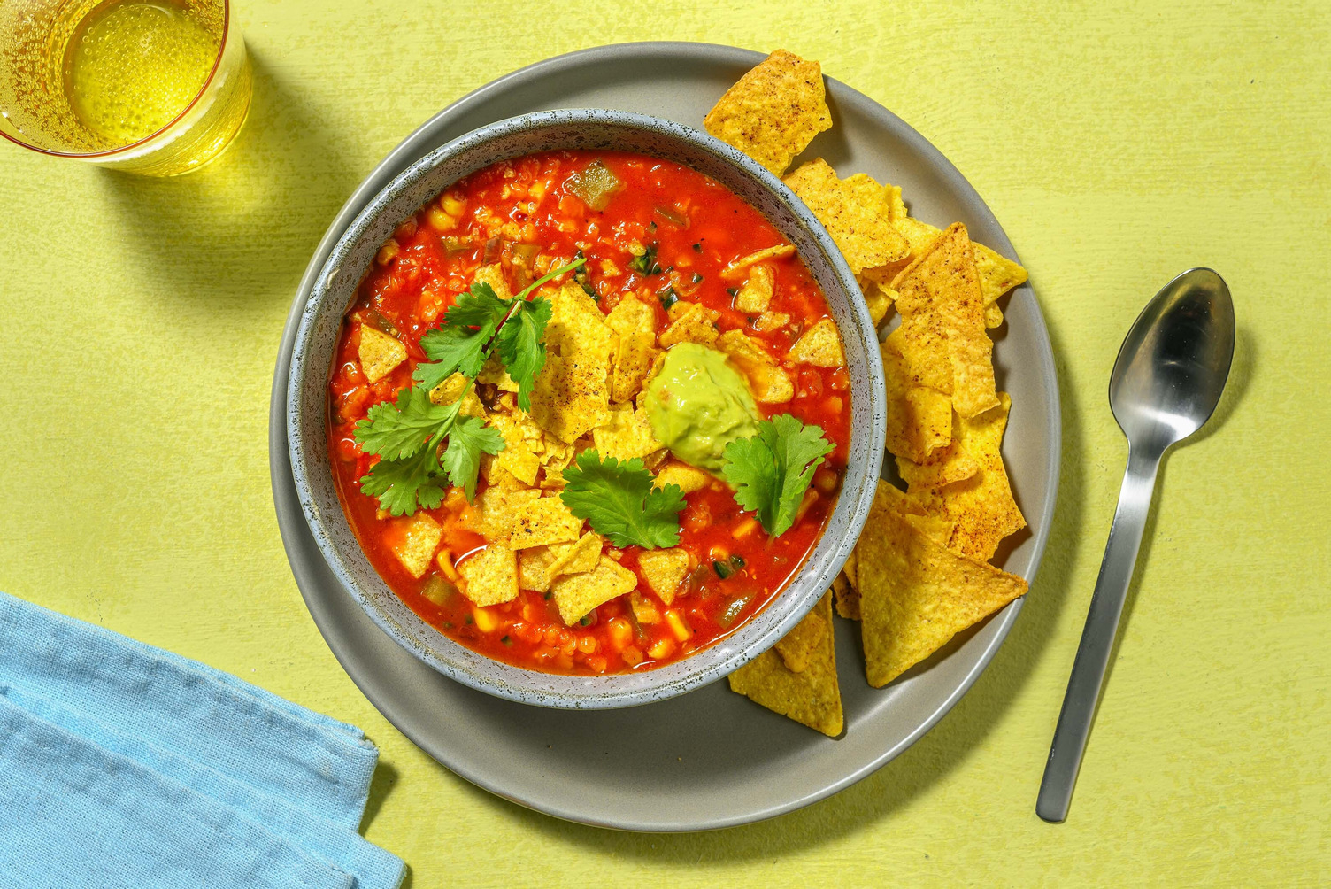 Tex-Mex Chorizo and Lentil Tortilla Soup