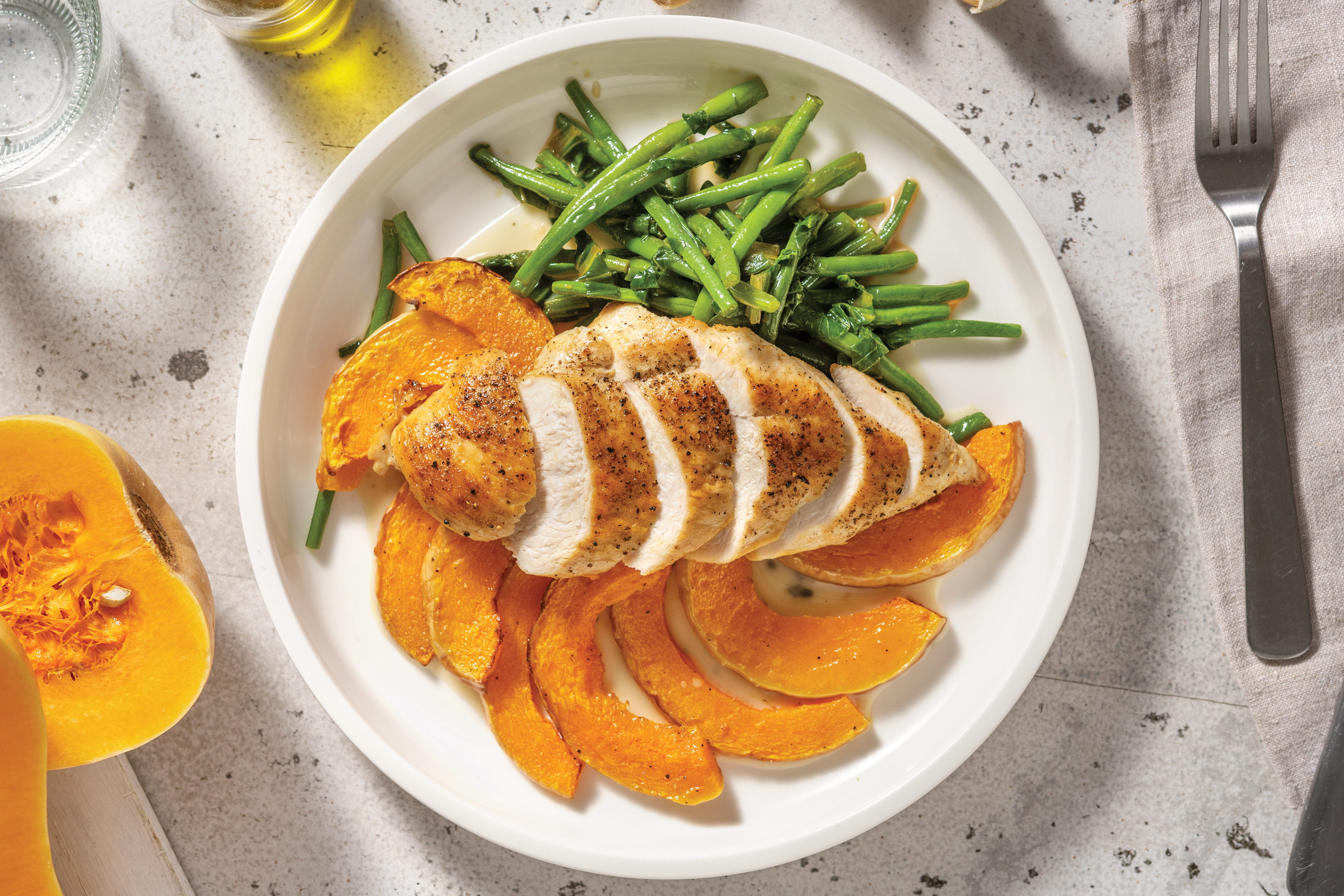 Southeast Asian Spiced Chicken with Roasted Pumpkin & Coconut Makrut Lime Sauce