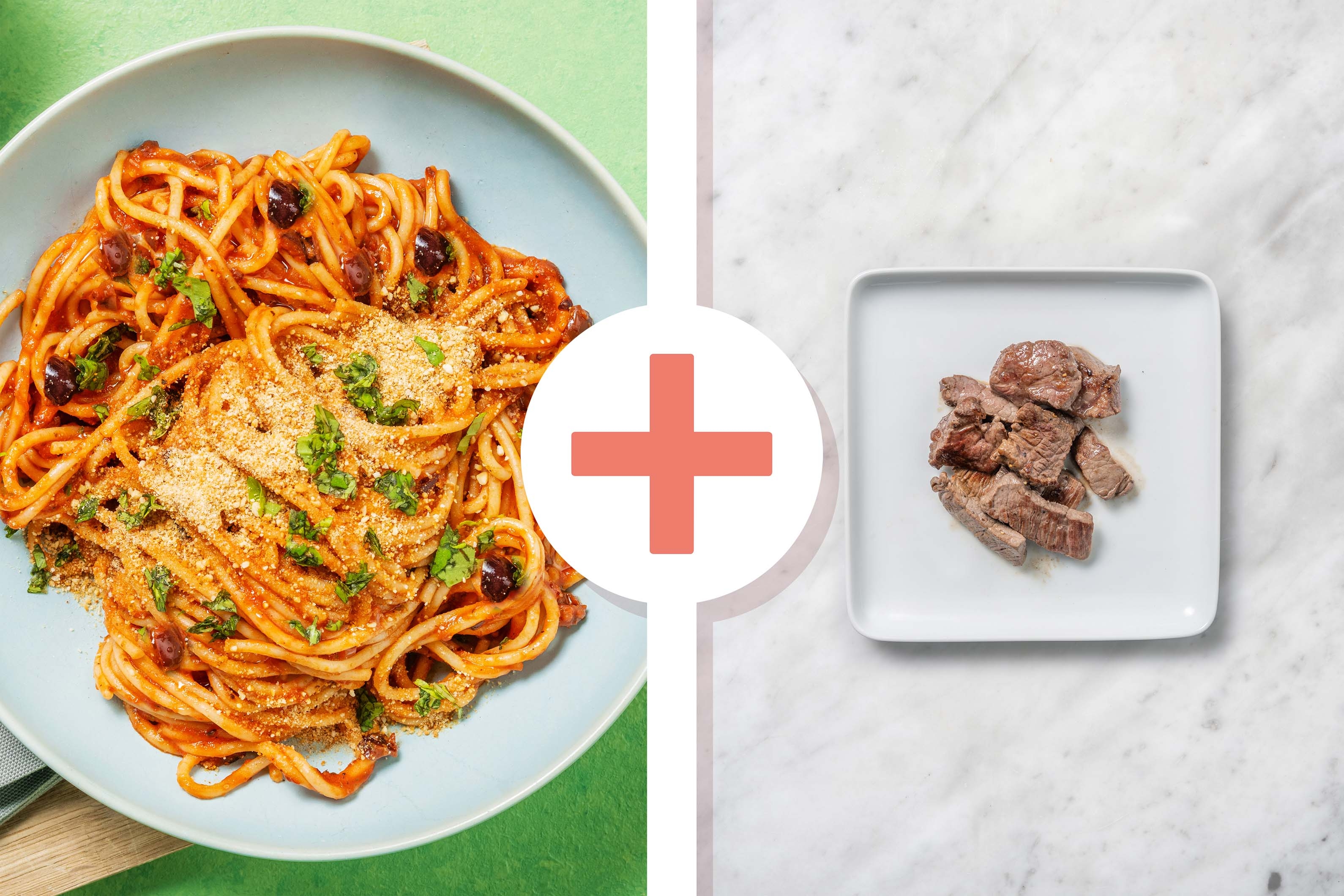 Spaghetti alla Napoletana mit Rinderfiletspitzen