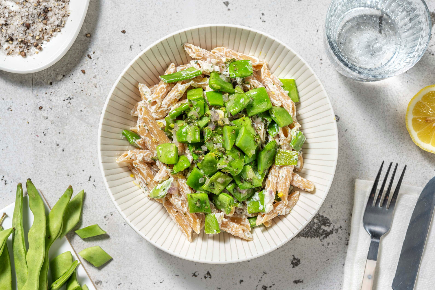 Volkoren penne in citroen-ricottasaus