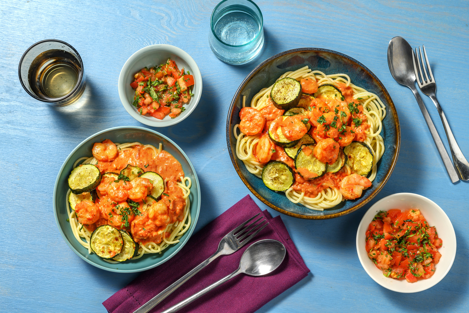 Creamy kerriegarnalen met spaghetti