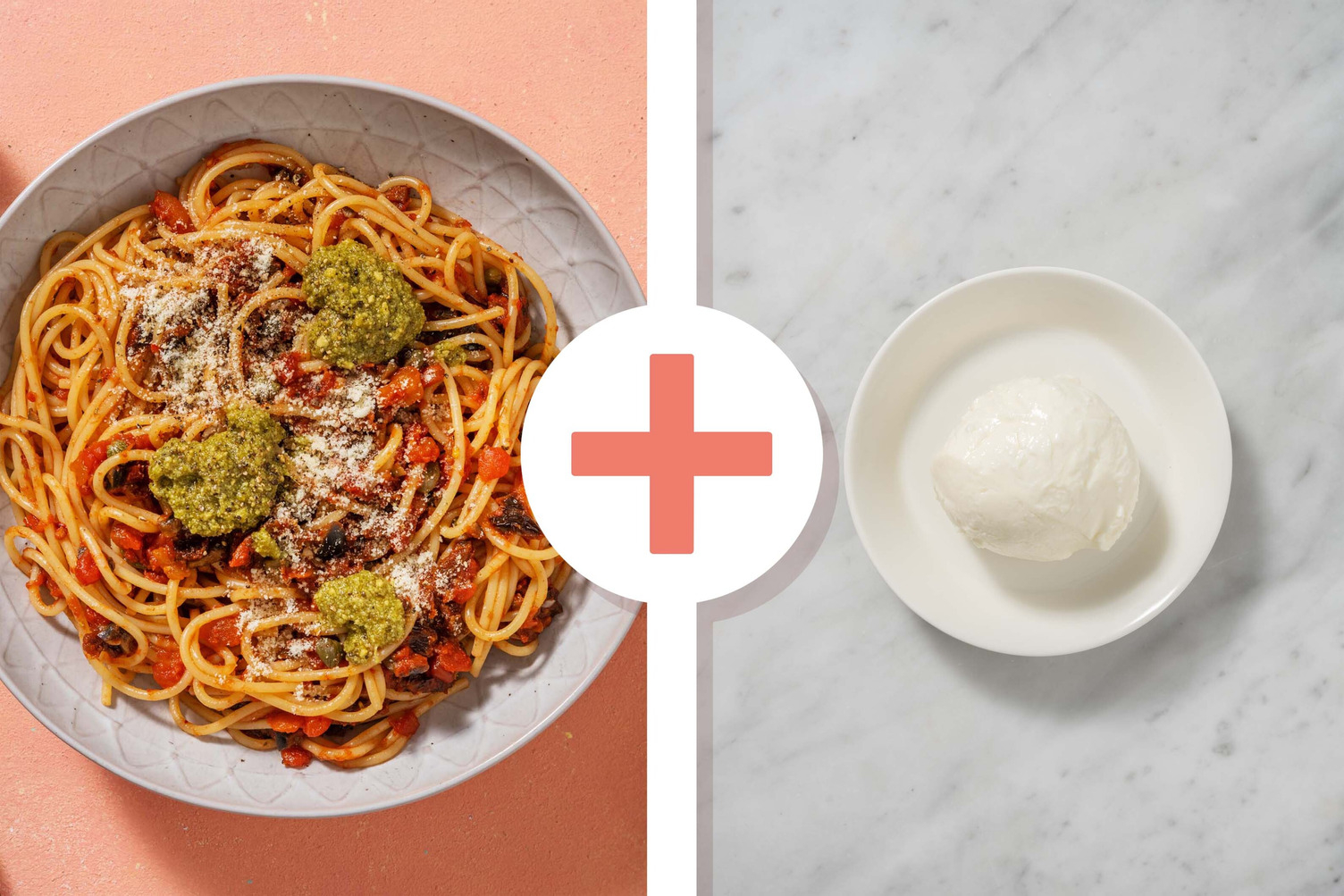 Spaghetti Puttanesca mit extra Mozzarella