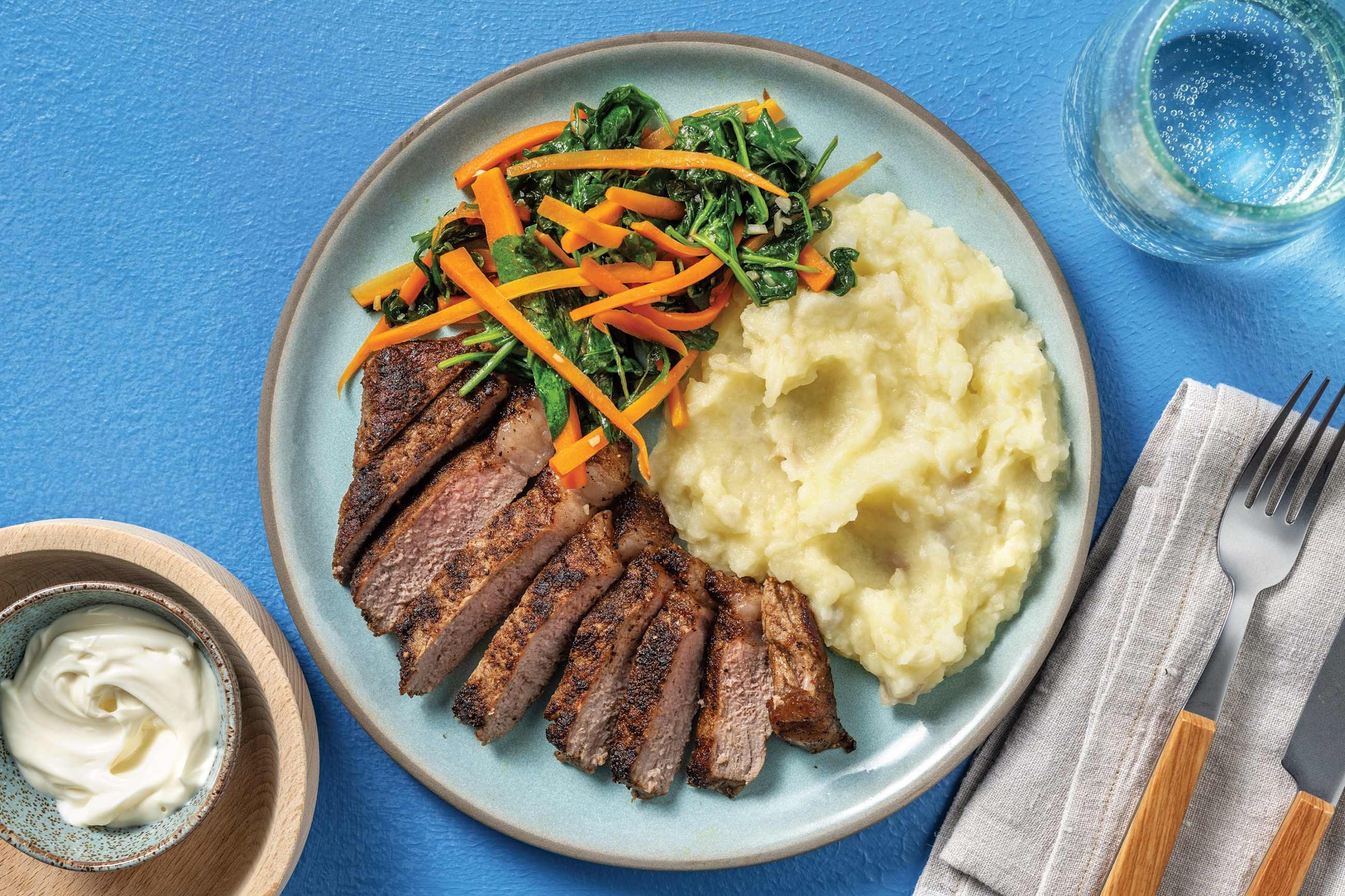 Spiced Beef Rump & Garlic Veggies