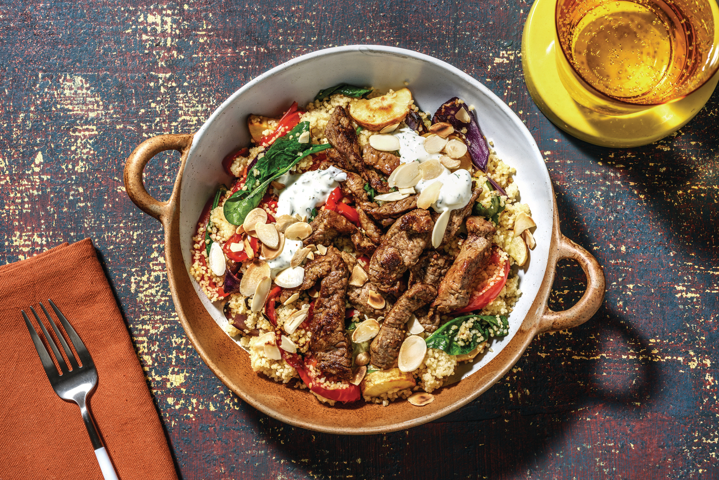 Spiced Beef Strips & Roast Veggie Couscous