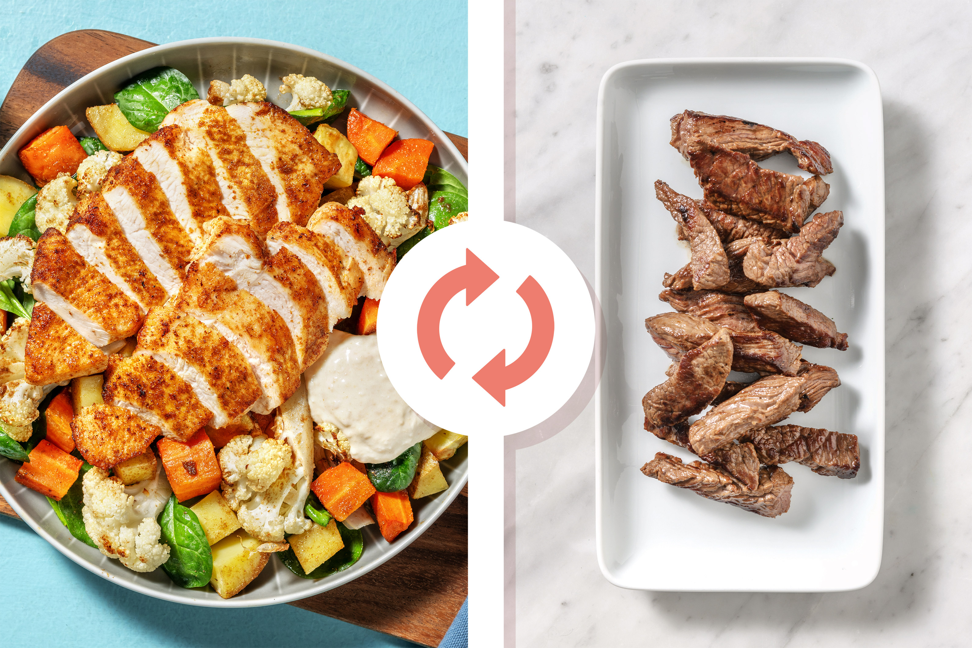 Beef Strips & Roast Veggie Medley