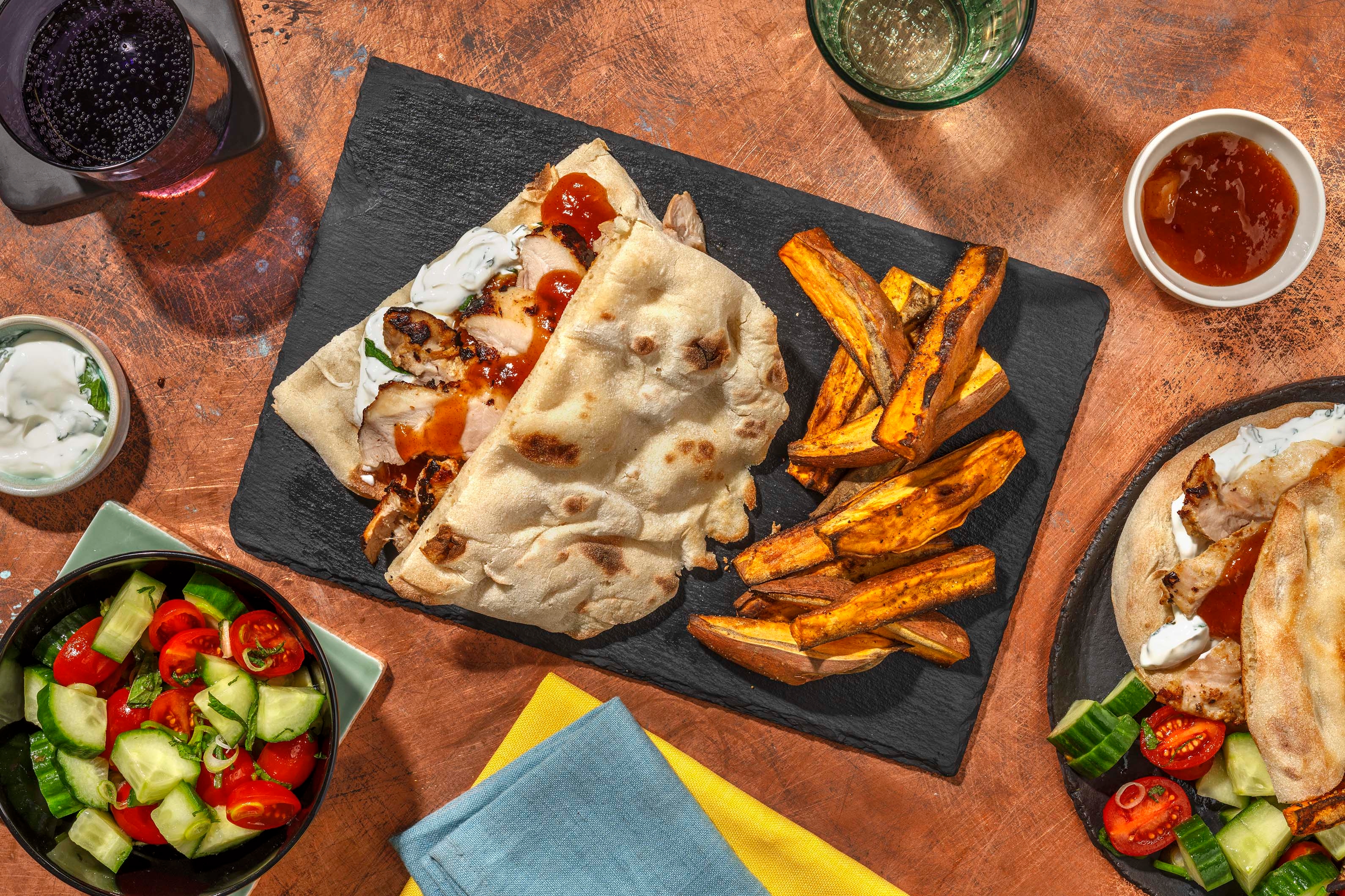 Spiced Chicken and Mango Chutney Naan Sandwich