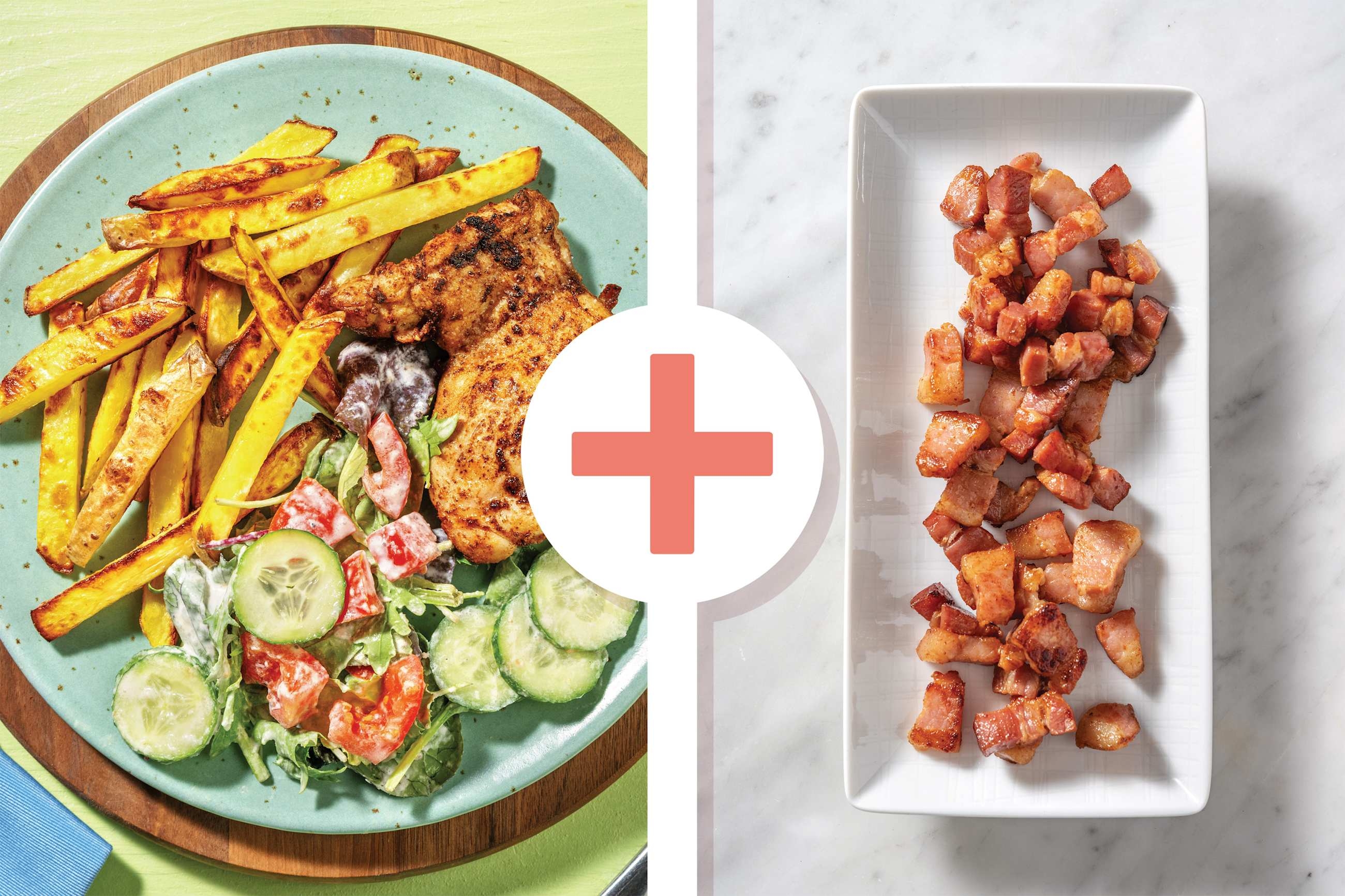 Pre-Marinated Chicken, Bacon & Potato Fries