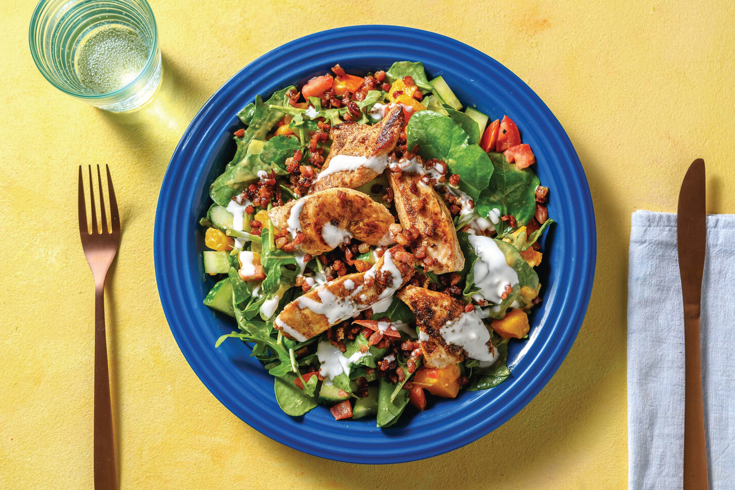 Spiced Chicken & Bacon Salad with Pumpkin & Garlic Aioli