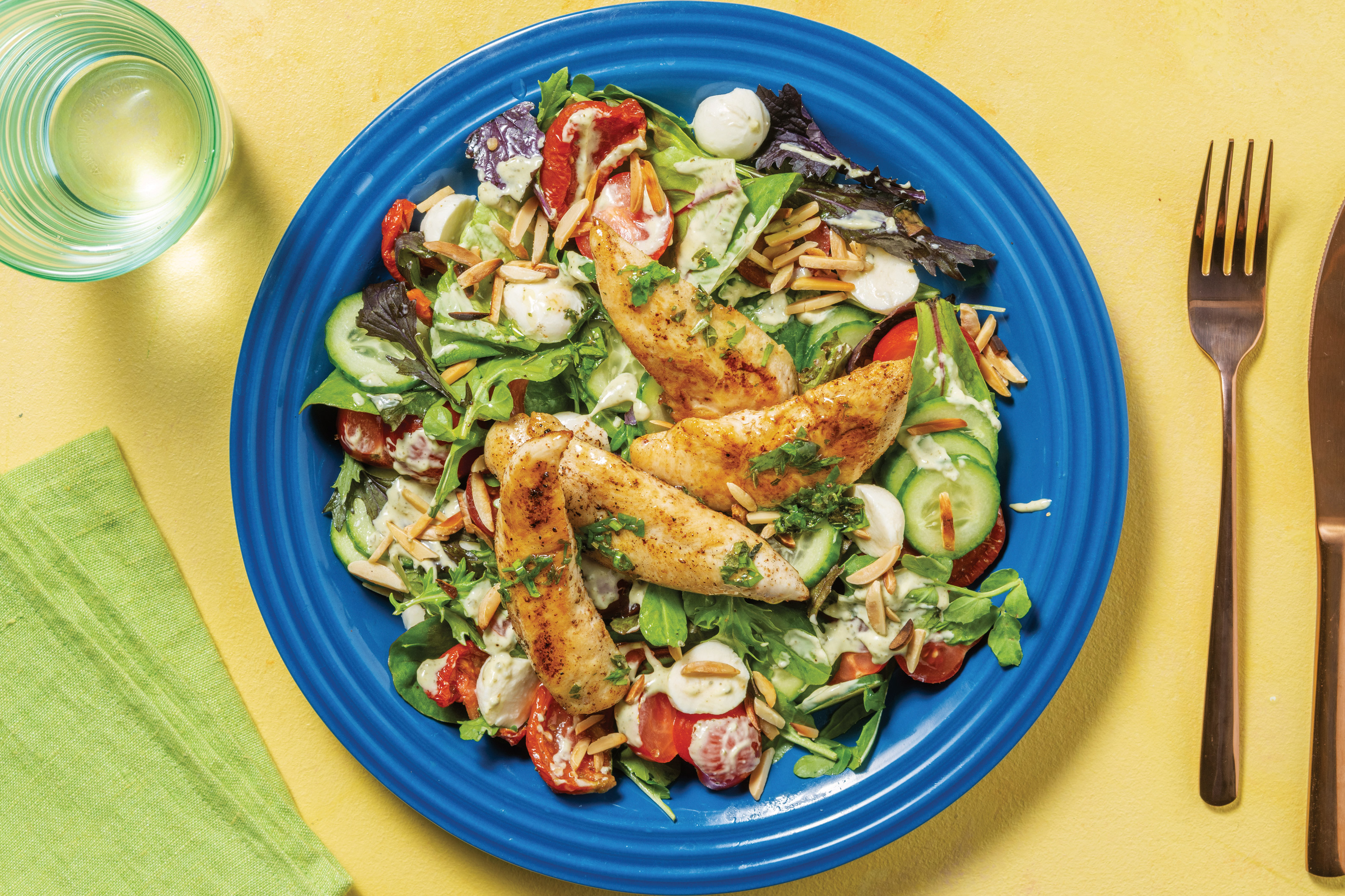Chicken & Bocconcini Salad with Semi-Dried Tomatoes & Pesto