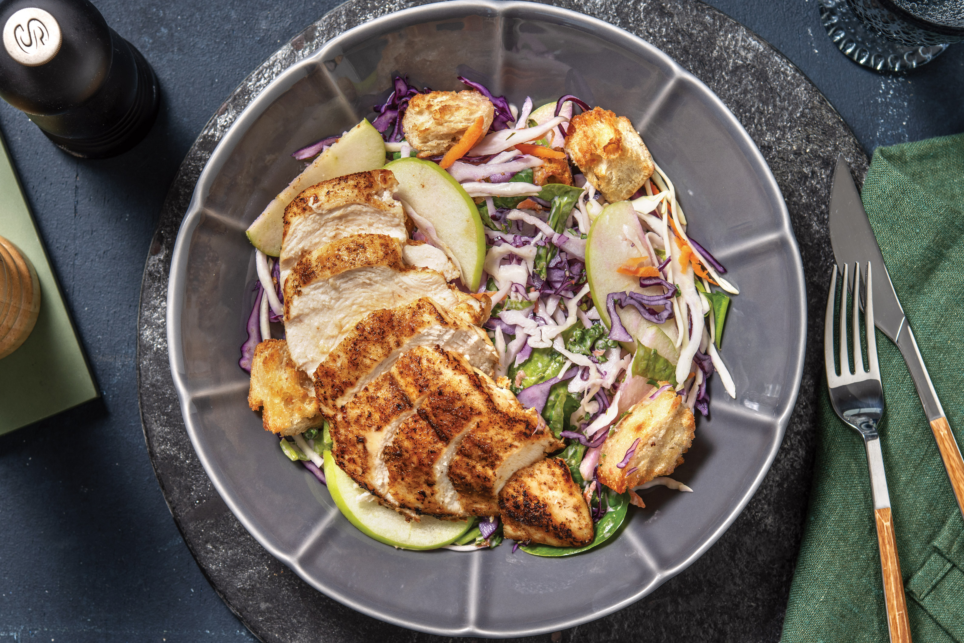 Easy Spiced Chicken & Crouton Slaw