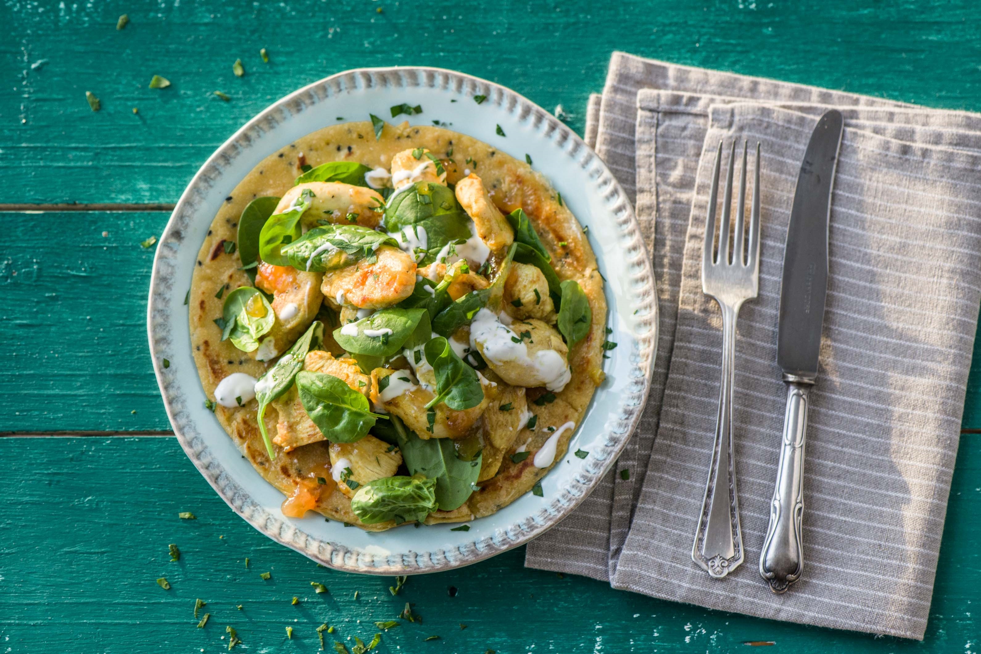 Spiced Chicken Dosa Pancake