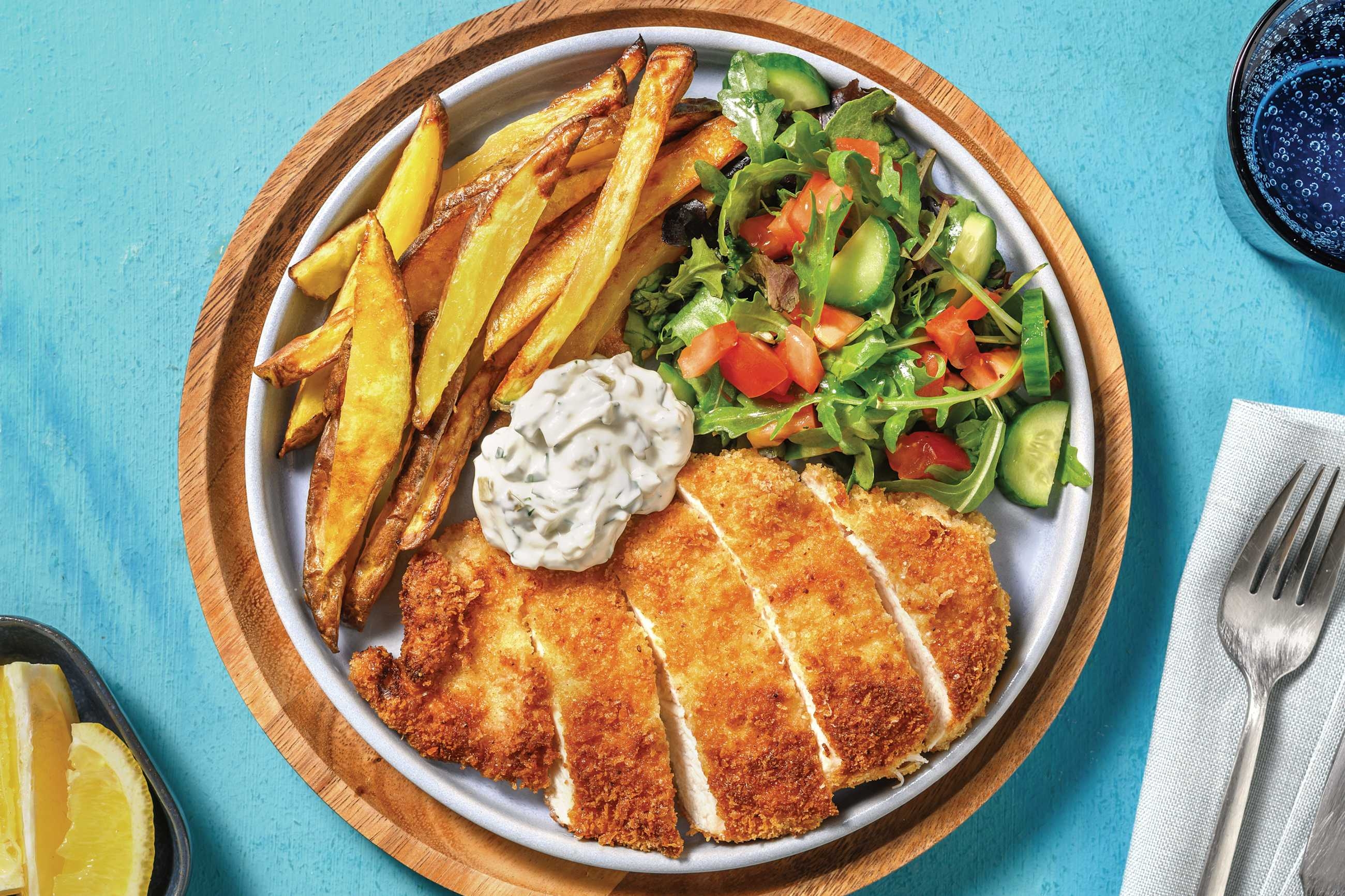 NZ Spiced Chicken Schnitzel & Dill & Parsley Mayo