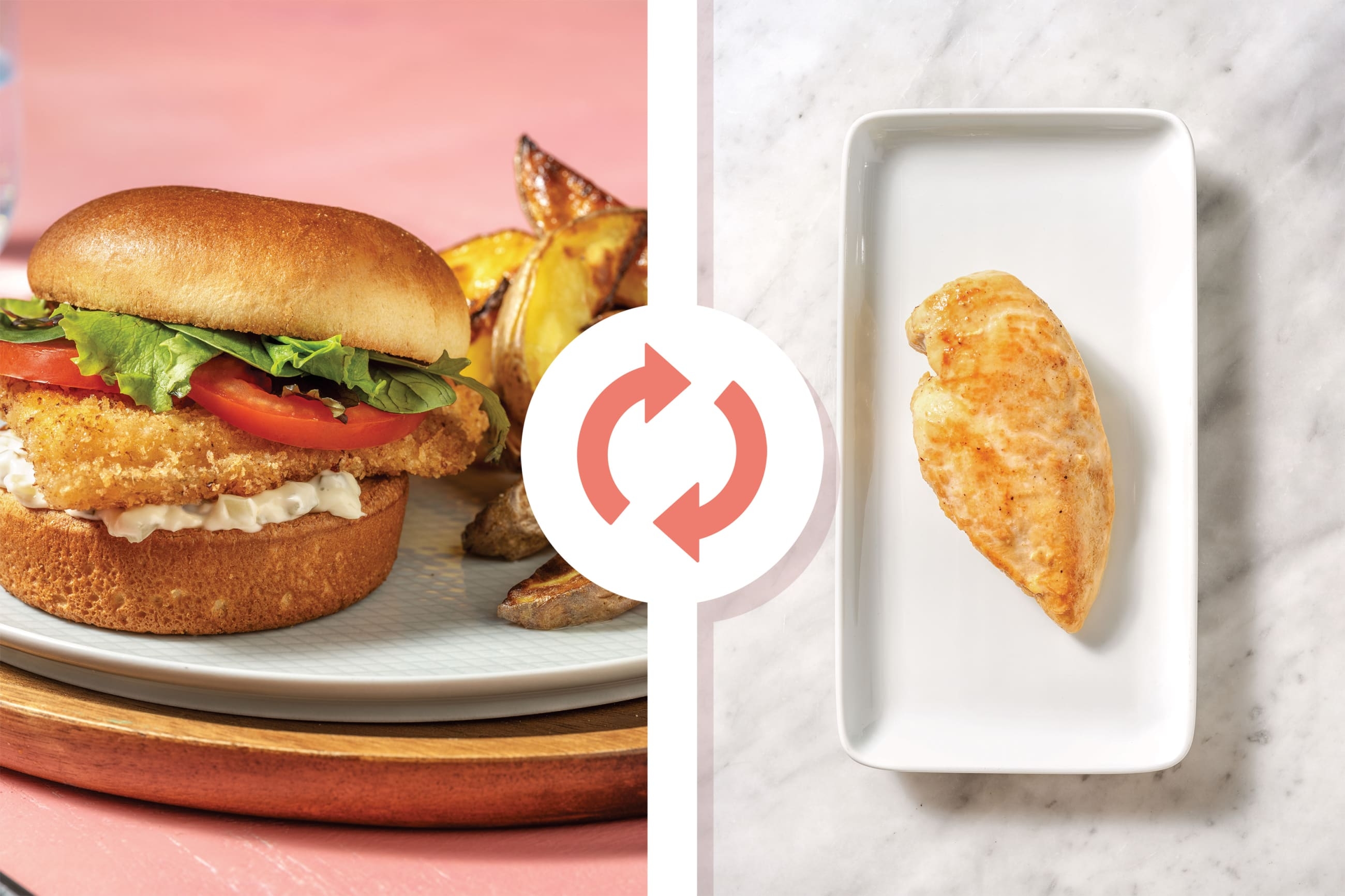 Spiced Crumbed Chicken Burger & Wedges