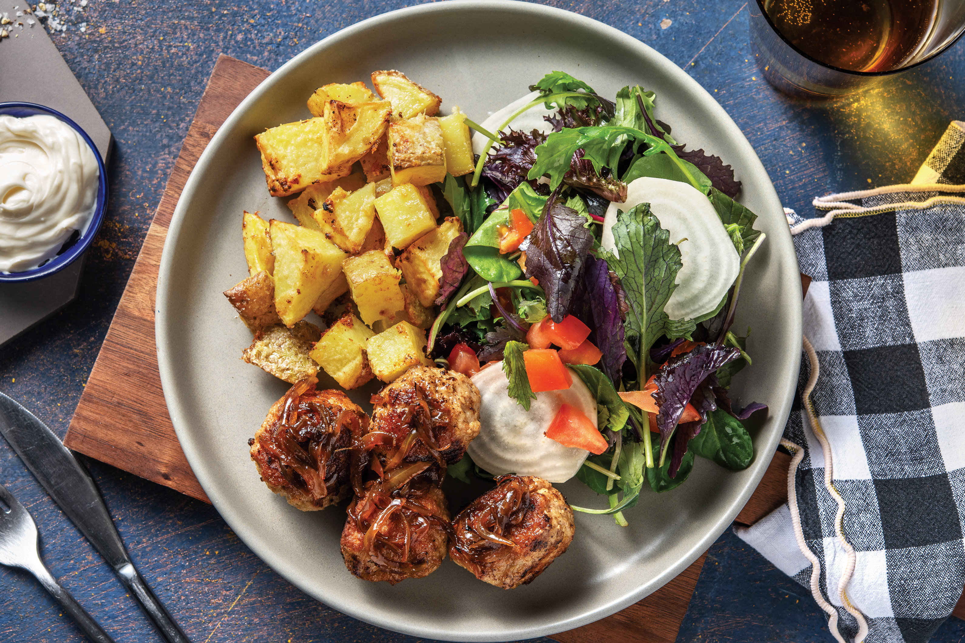 Spiced Pork Meatballs & Caramelised Onion