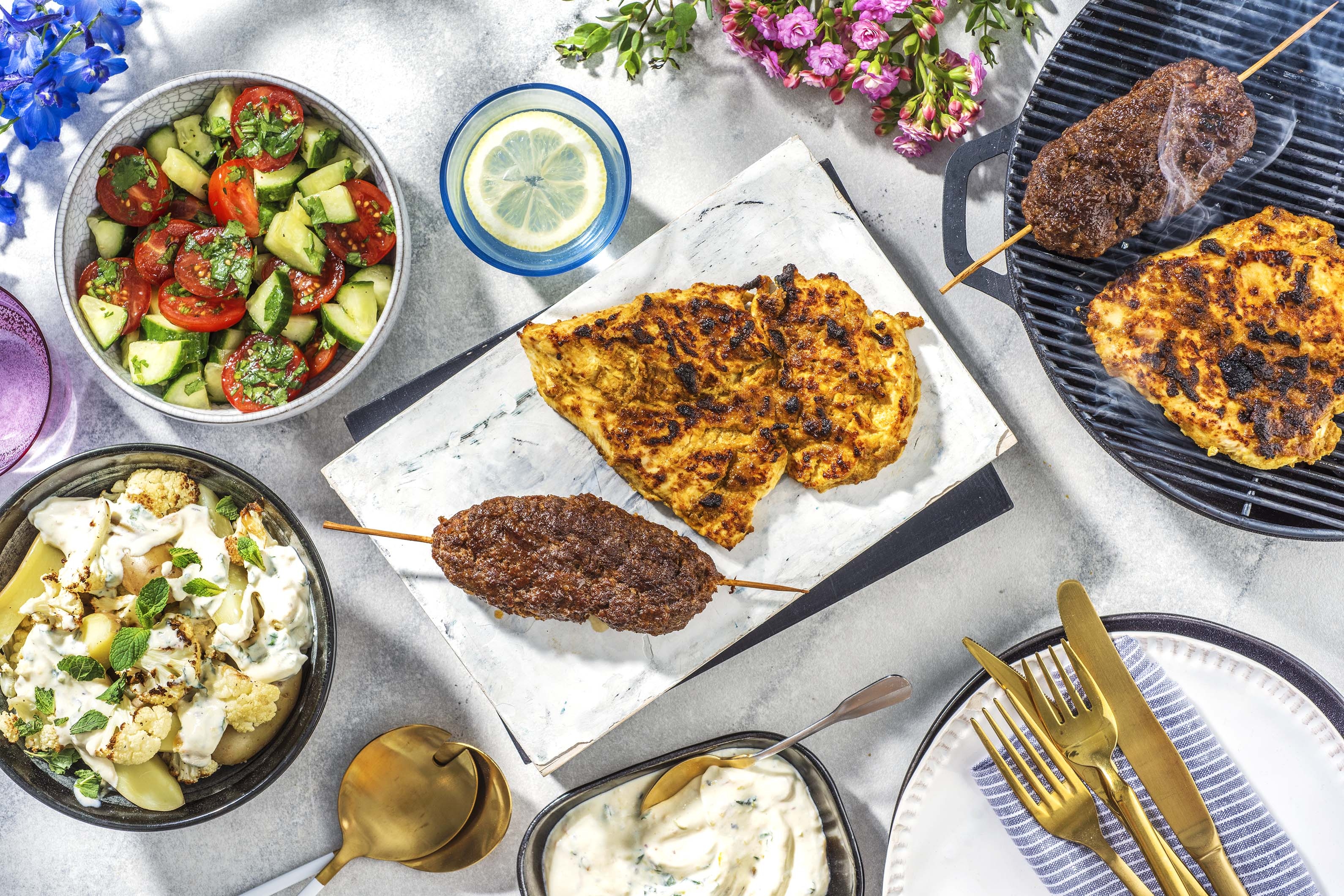 Spiced Yoghurt Chicken Breasts and Tandoori Beef Skewers