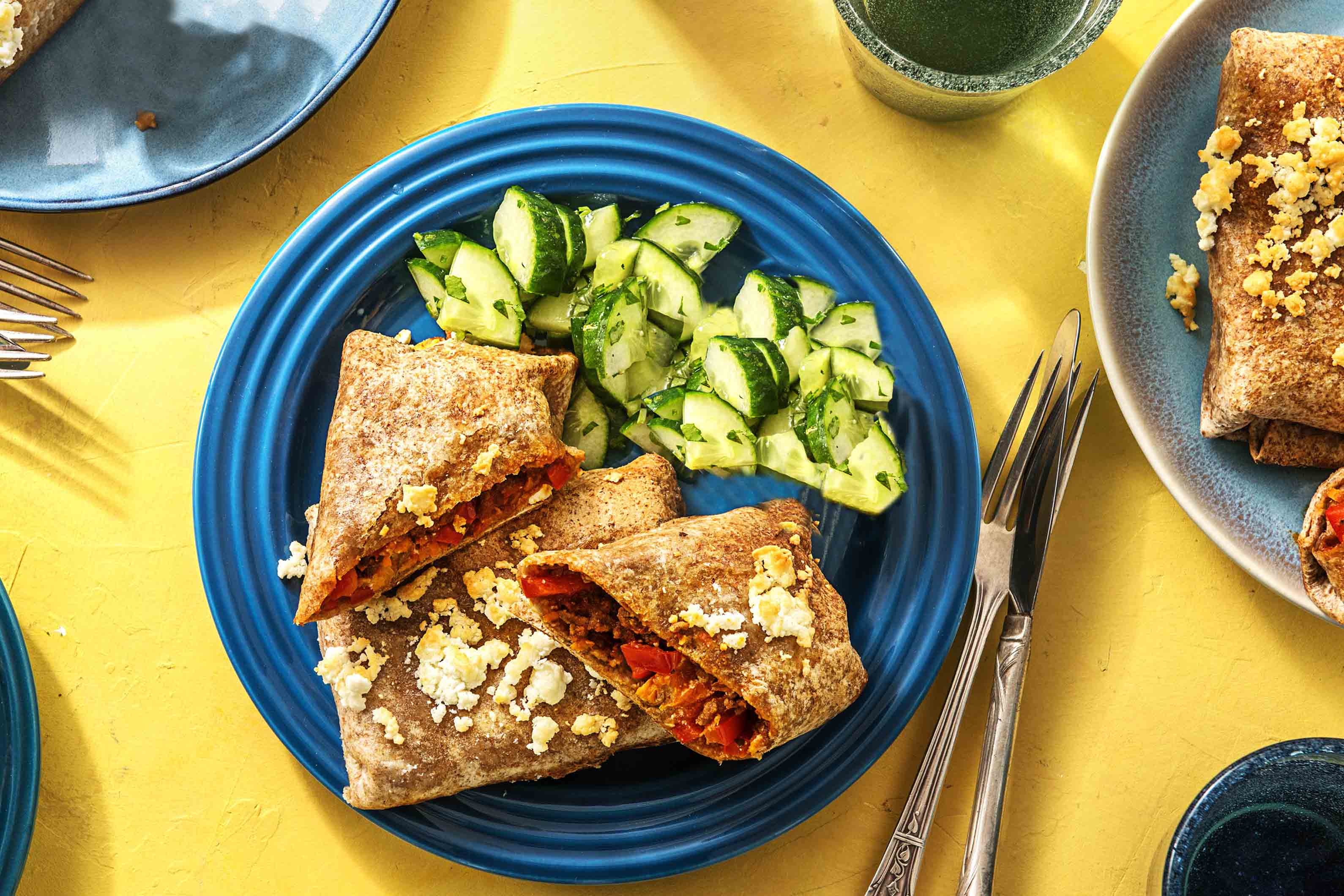 Baked Beef & Feta Wraps