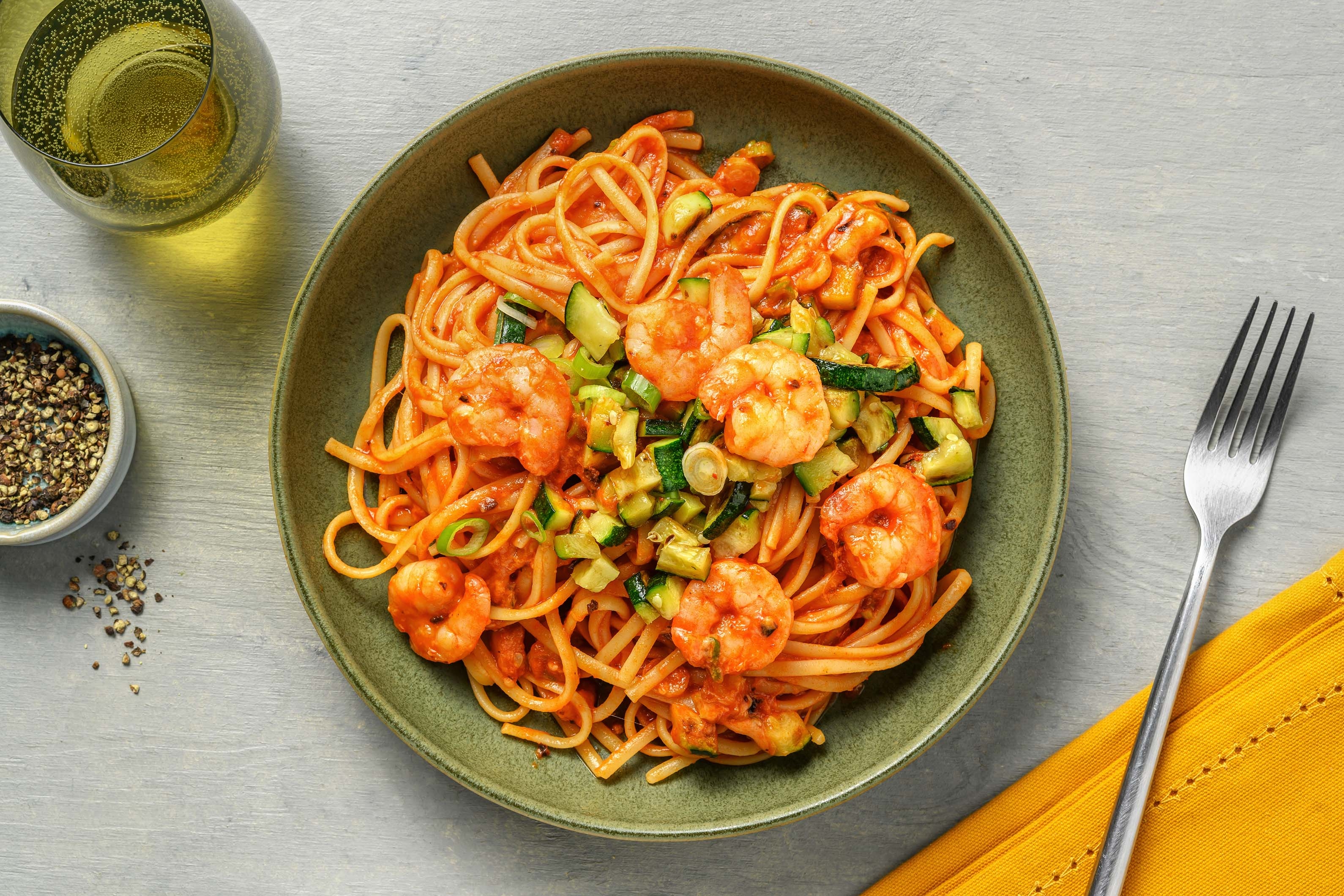 Spicy Prawn Linguine