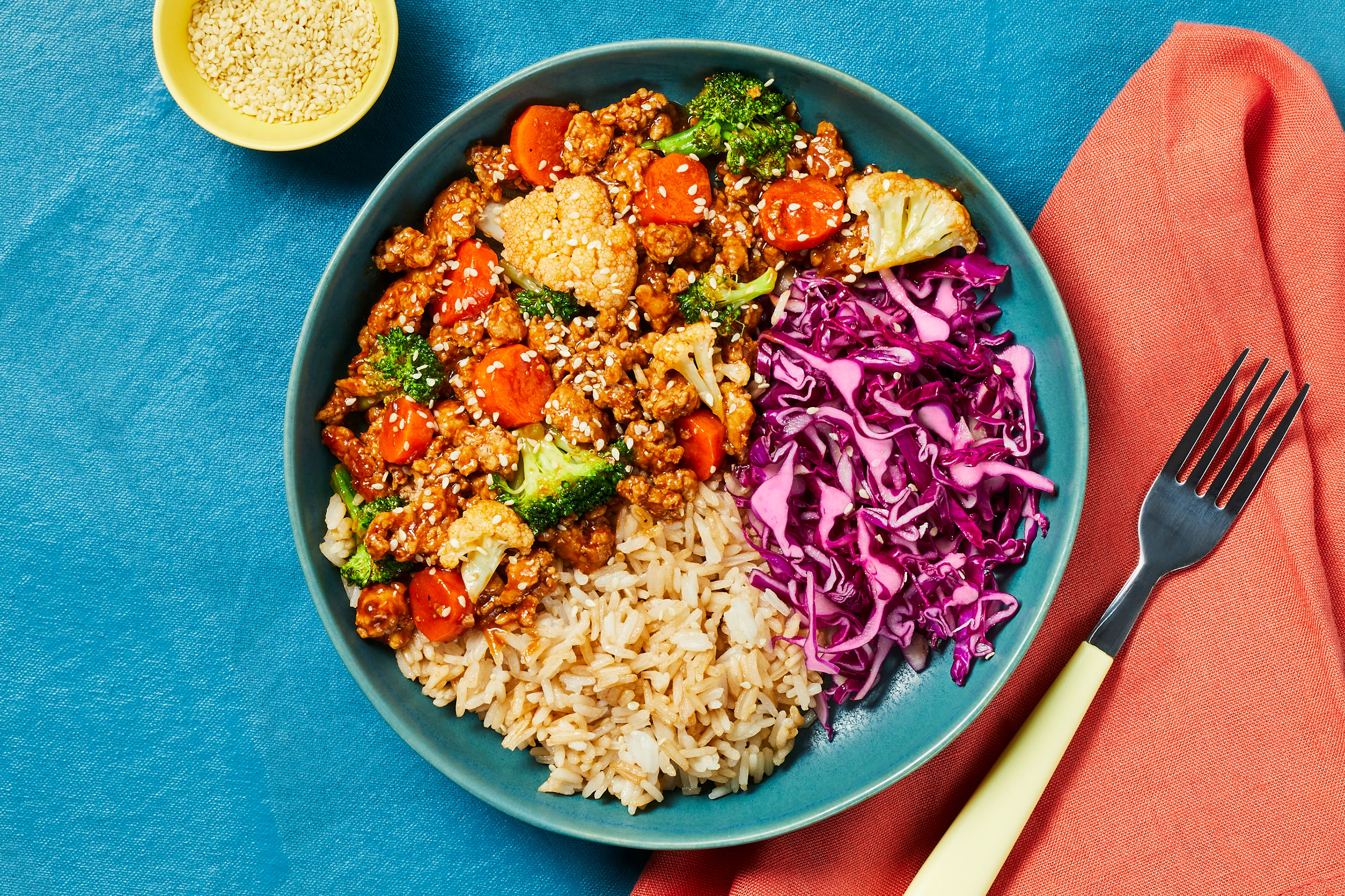 Spicy-Sweet Turkey Stir-Fry Rice Bowls