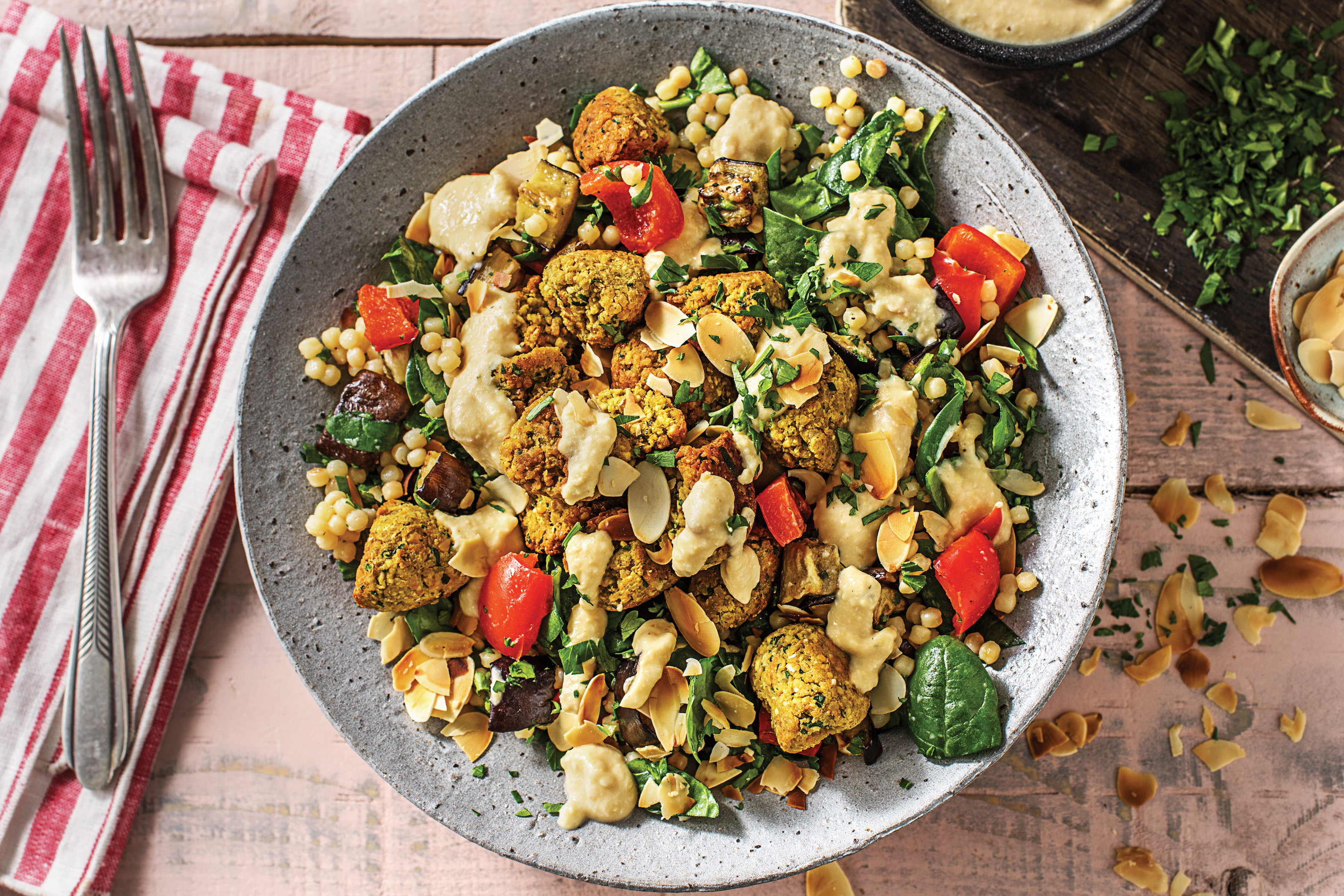 Spinach Falafel & Pearl Couscous