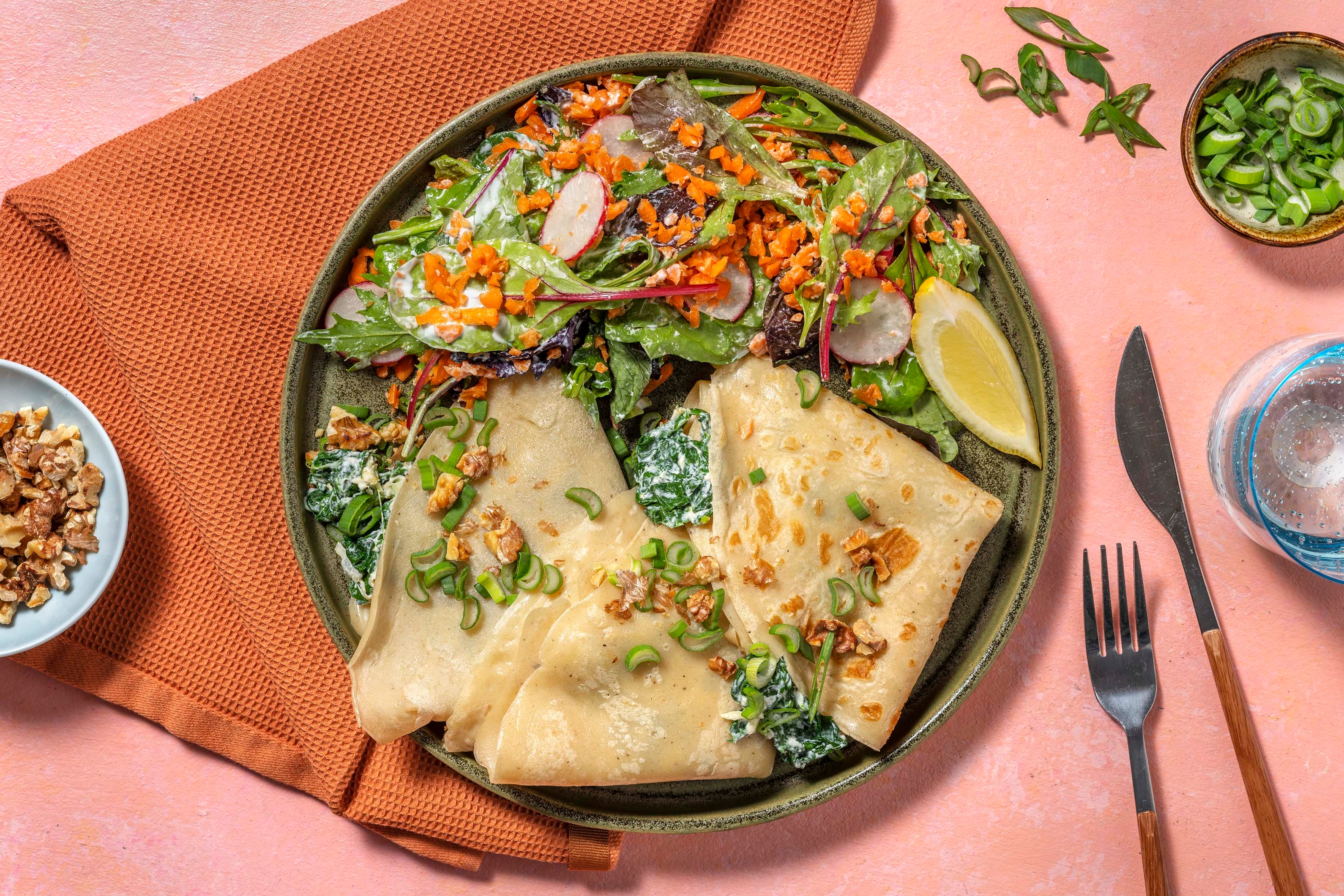 Spinat-Ricotta-Crêpes mit Walnüssen