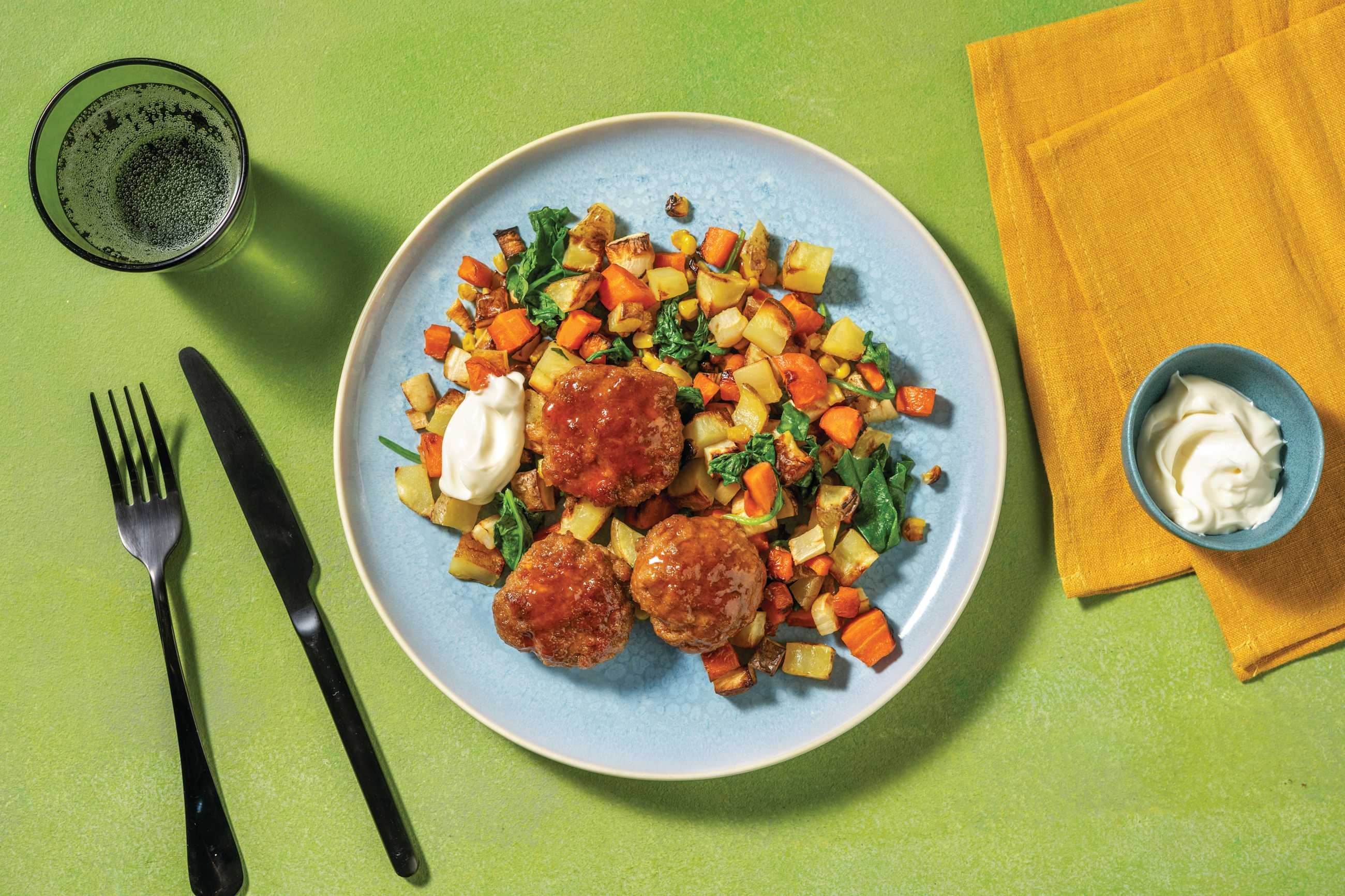 Sriracha-Glazed American Beef Rissoles