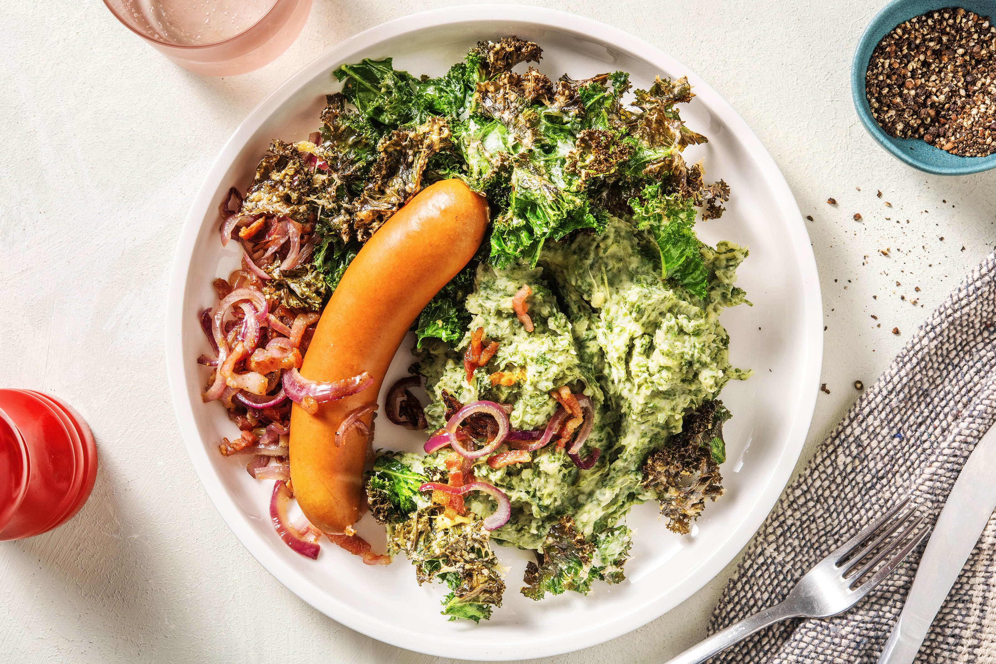 Stamppot met rookworst en krokante boerenkool