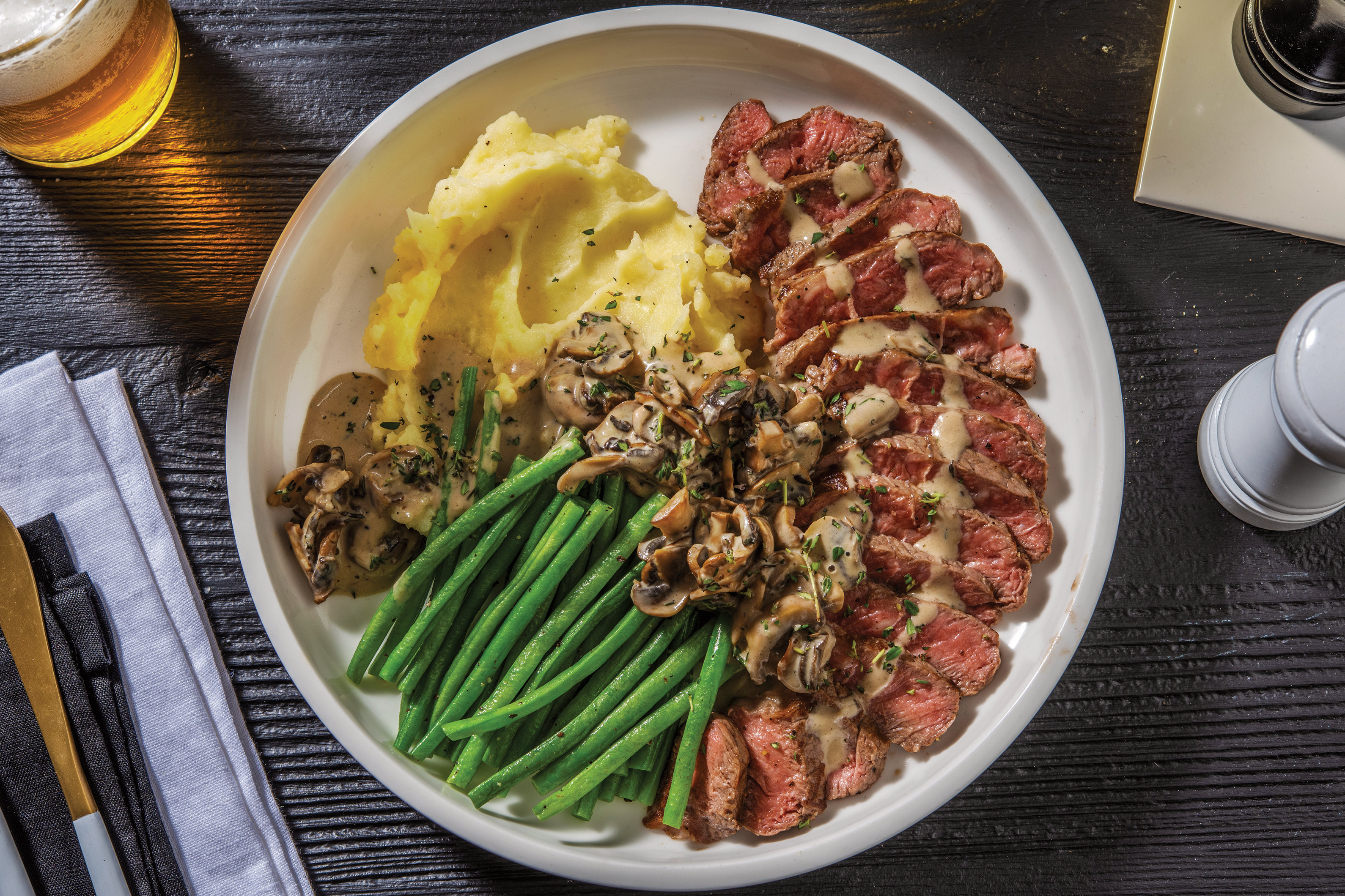 Steak & Creamy Mushroom Thyme Sauce