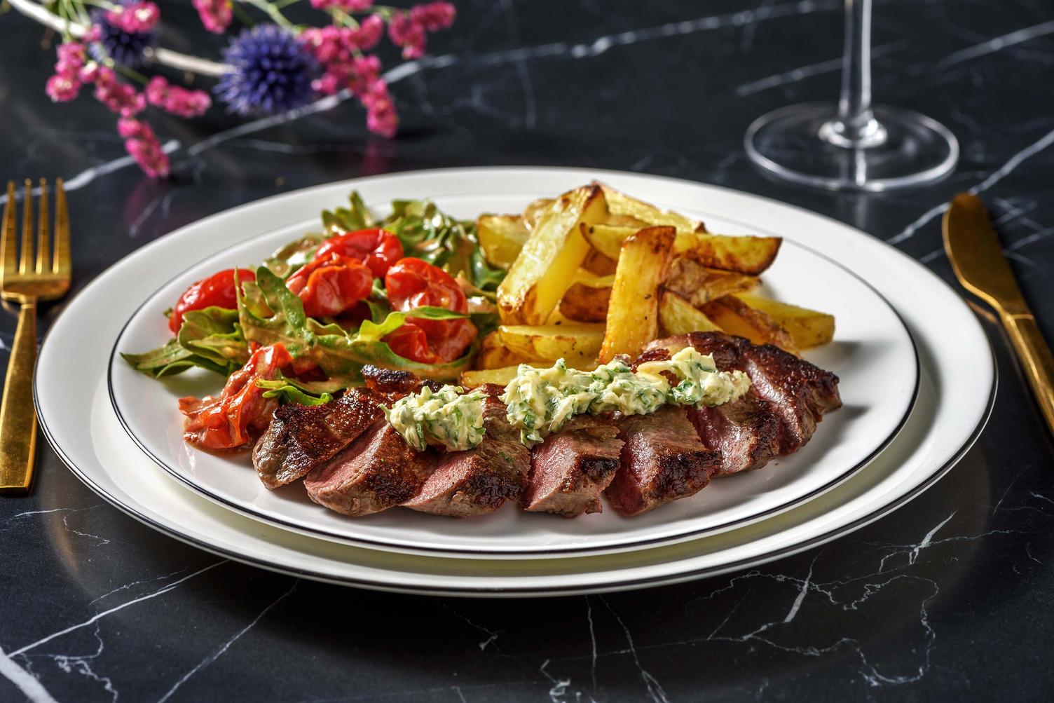 Sirloin Steak with Roasted Garlic & Parsley Butter