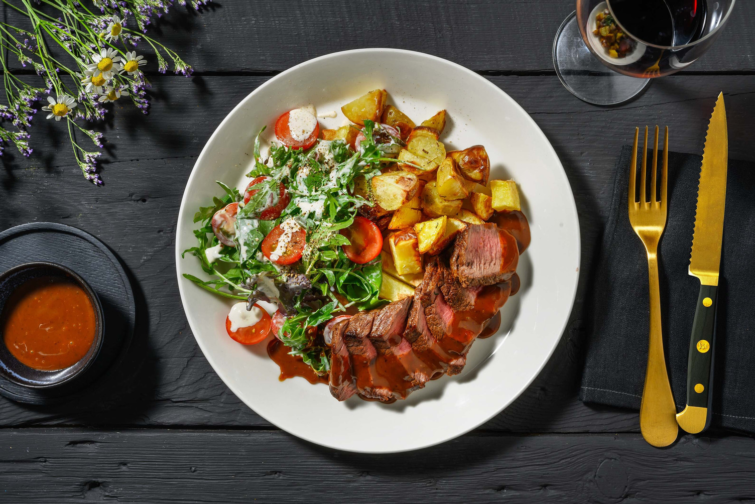 Steak with Rosemary Potatoes