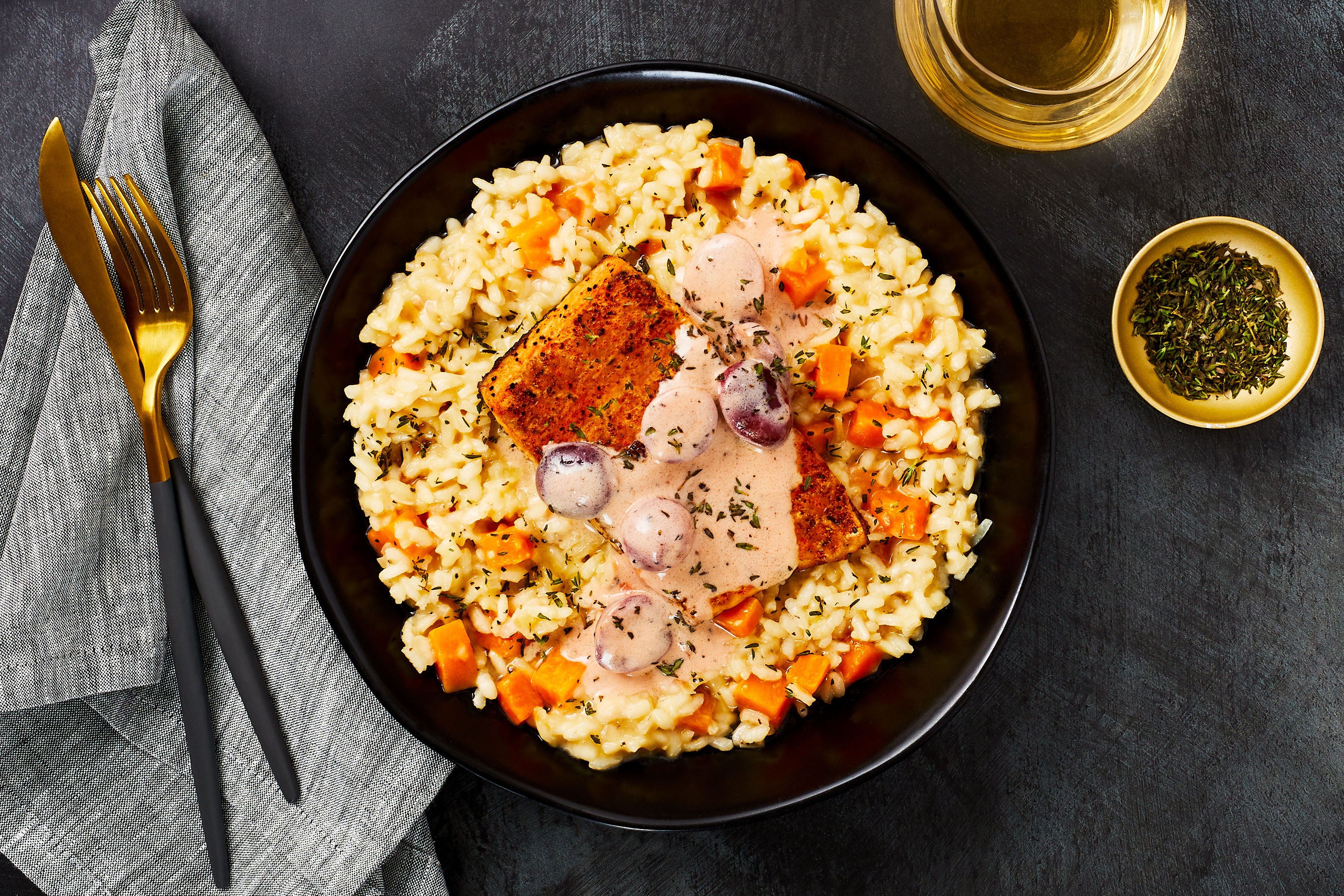 Steelhead Trout & Sweet Potato Risotto