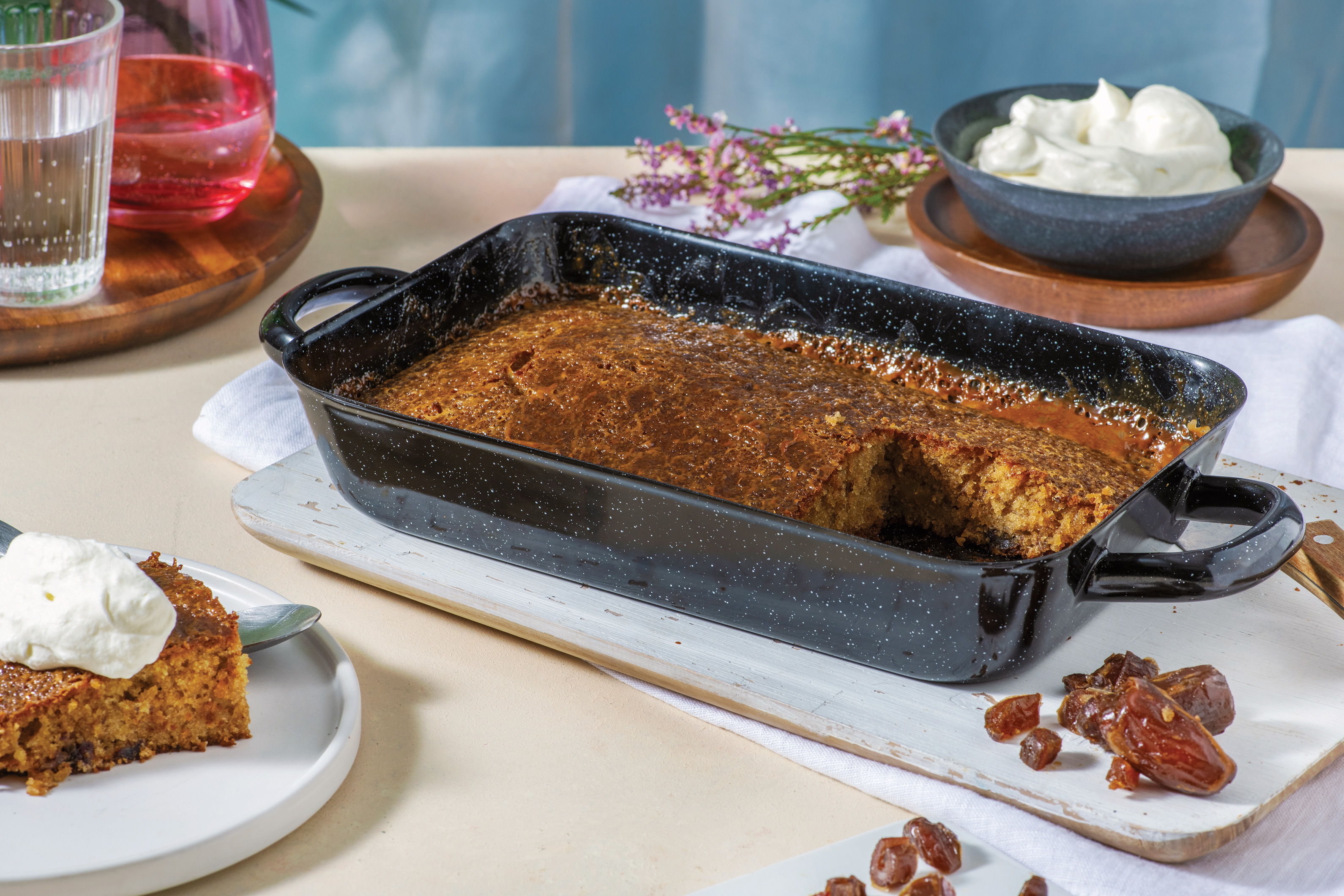 Sticky Date Pudding with Caramel Sauce & Cream