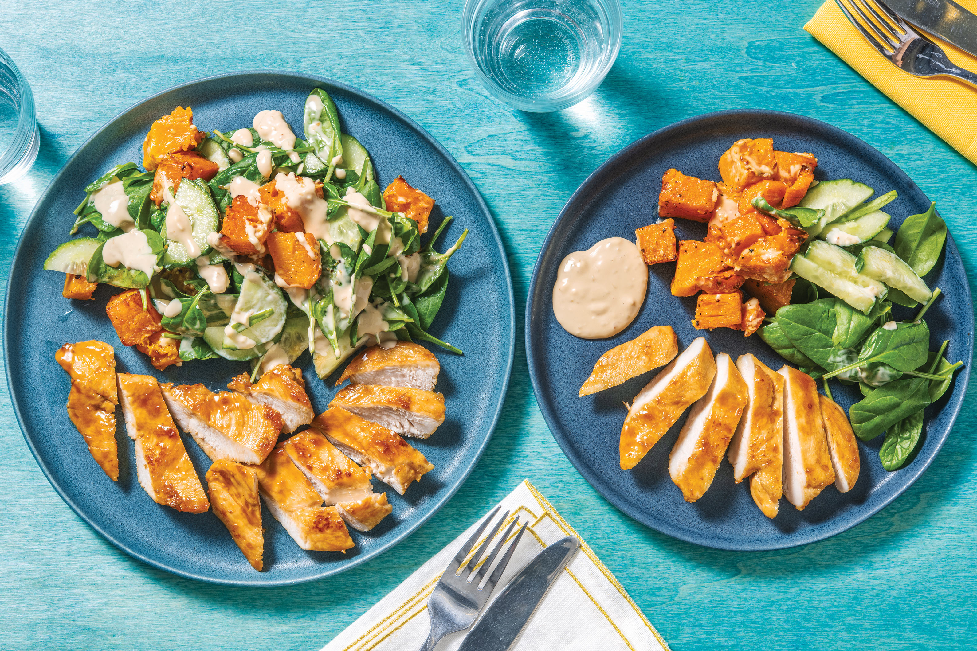 Sticky Ginger Chicken & Roast Pumpkin Salad