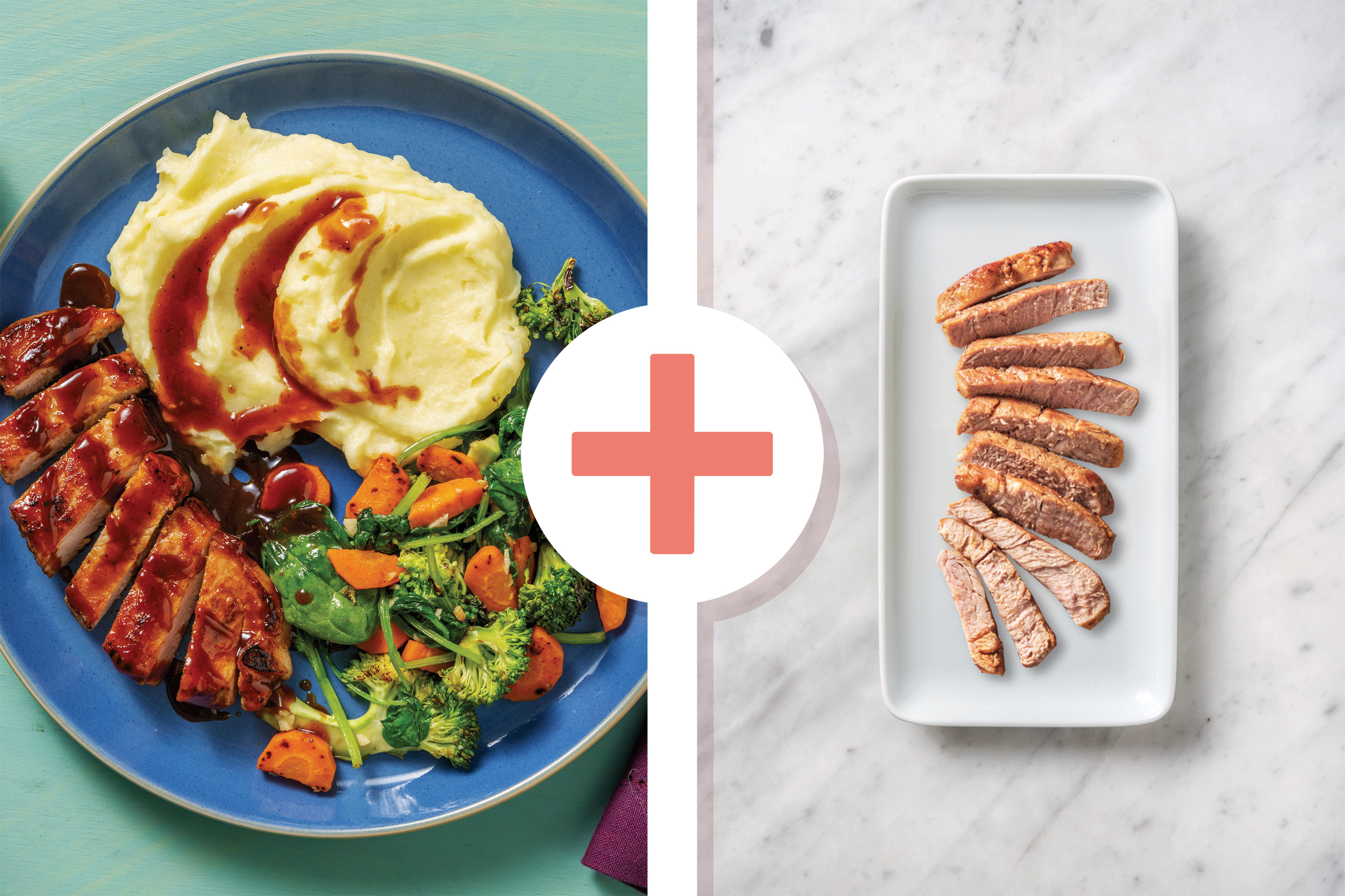 Double Sticky Pork Steaks & Easy-Prep Veg