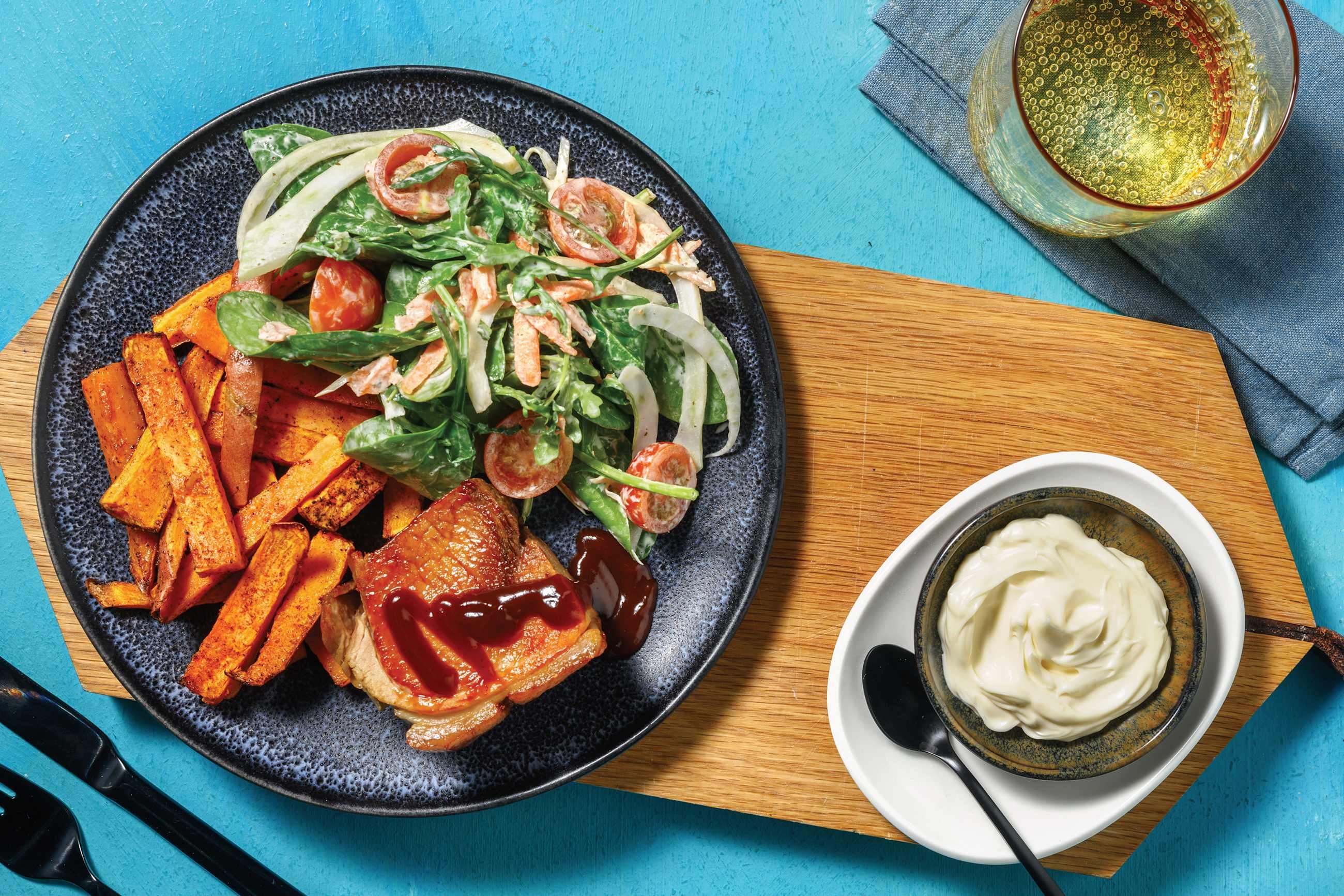 Sticky Pork Belly & Tomato-Fennel Salad
