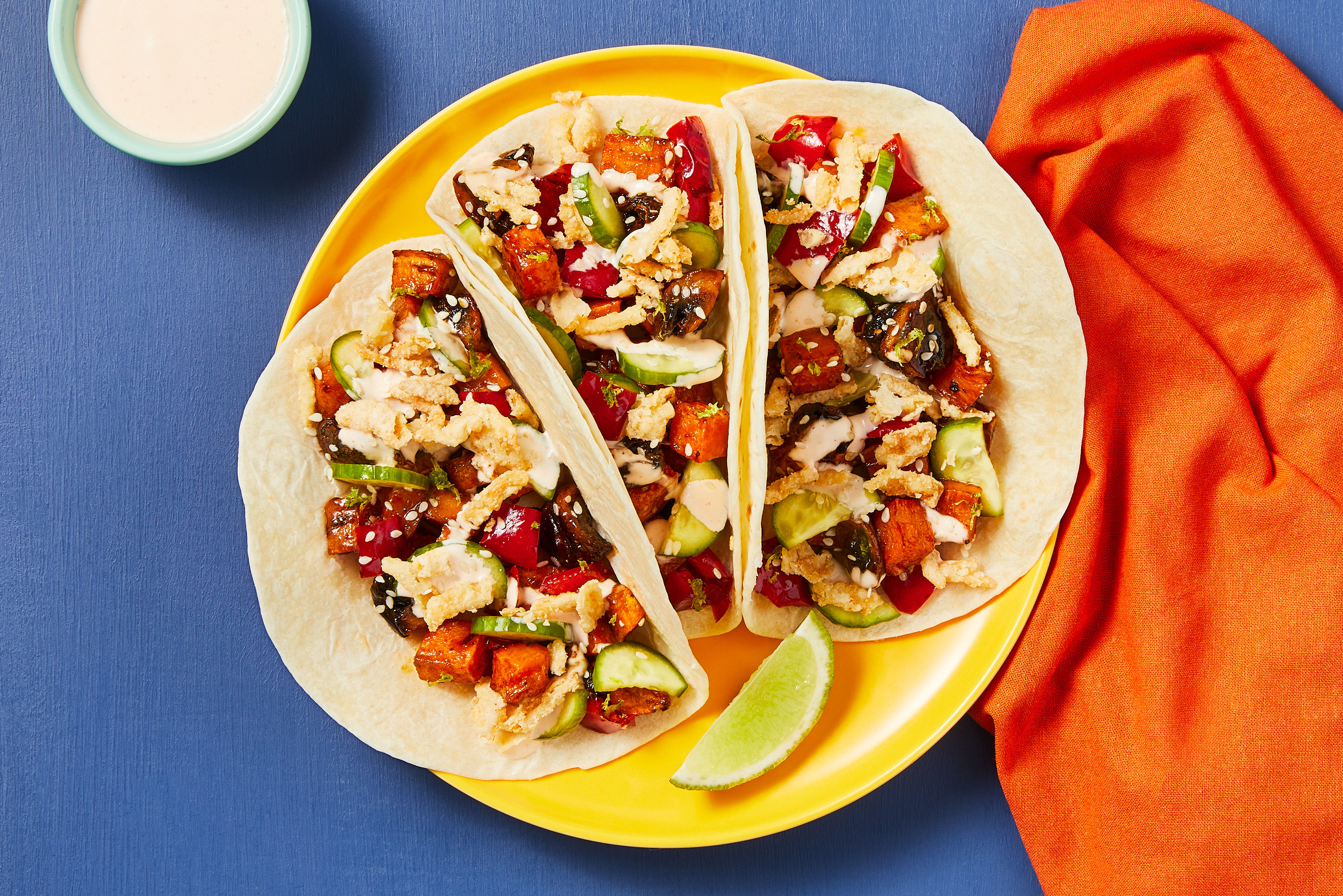 Sticky Sesame Sweet Potato Tacos
