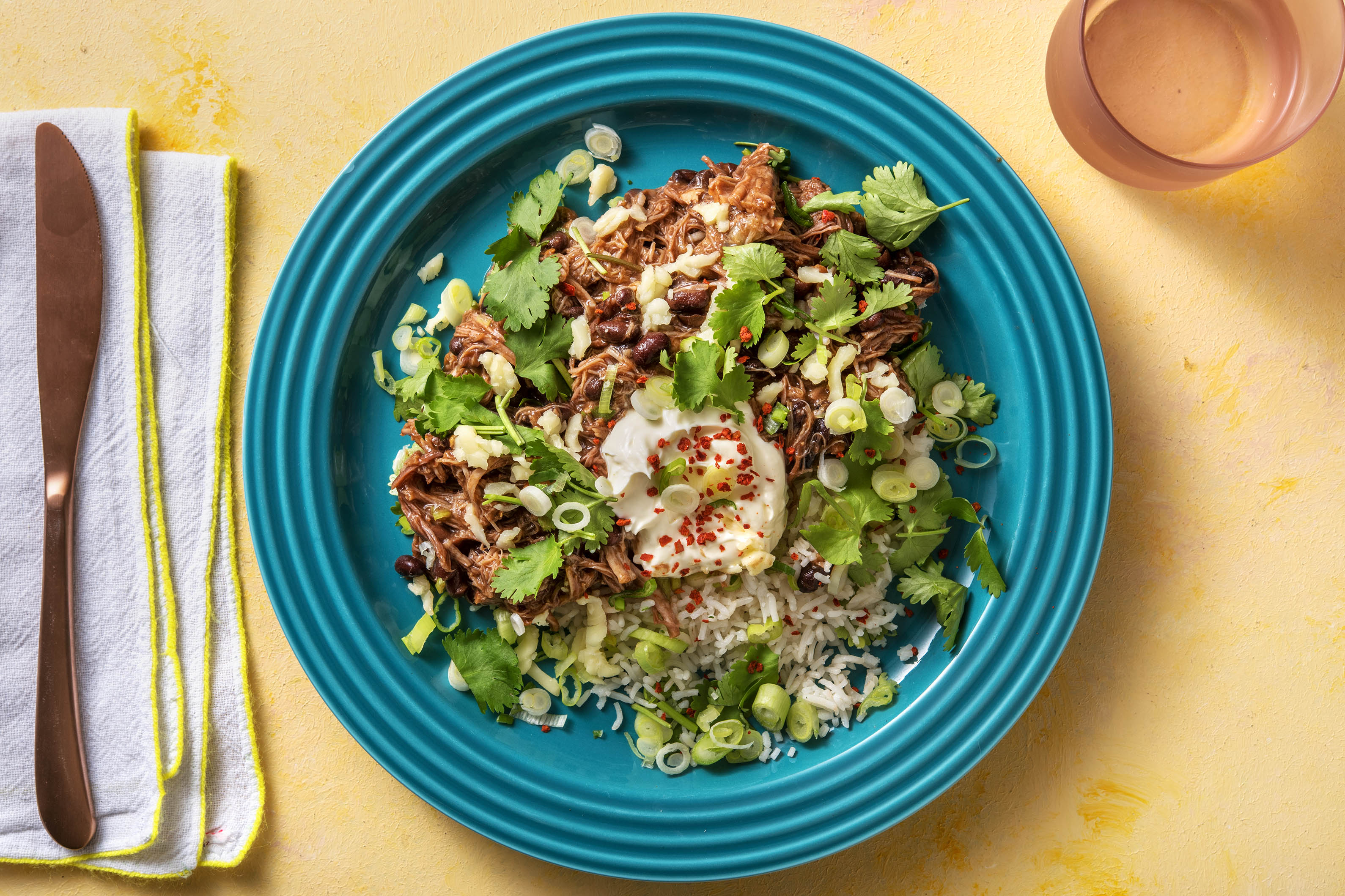 Superquick Pulled Chicken Chilli on Lime Rice