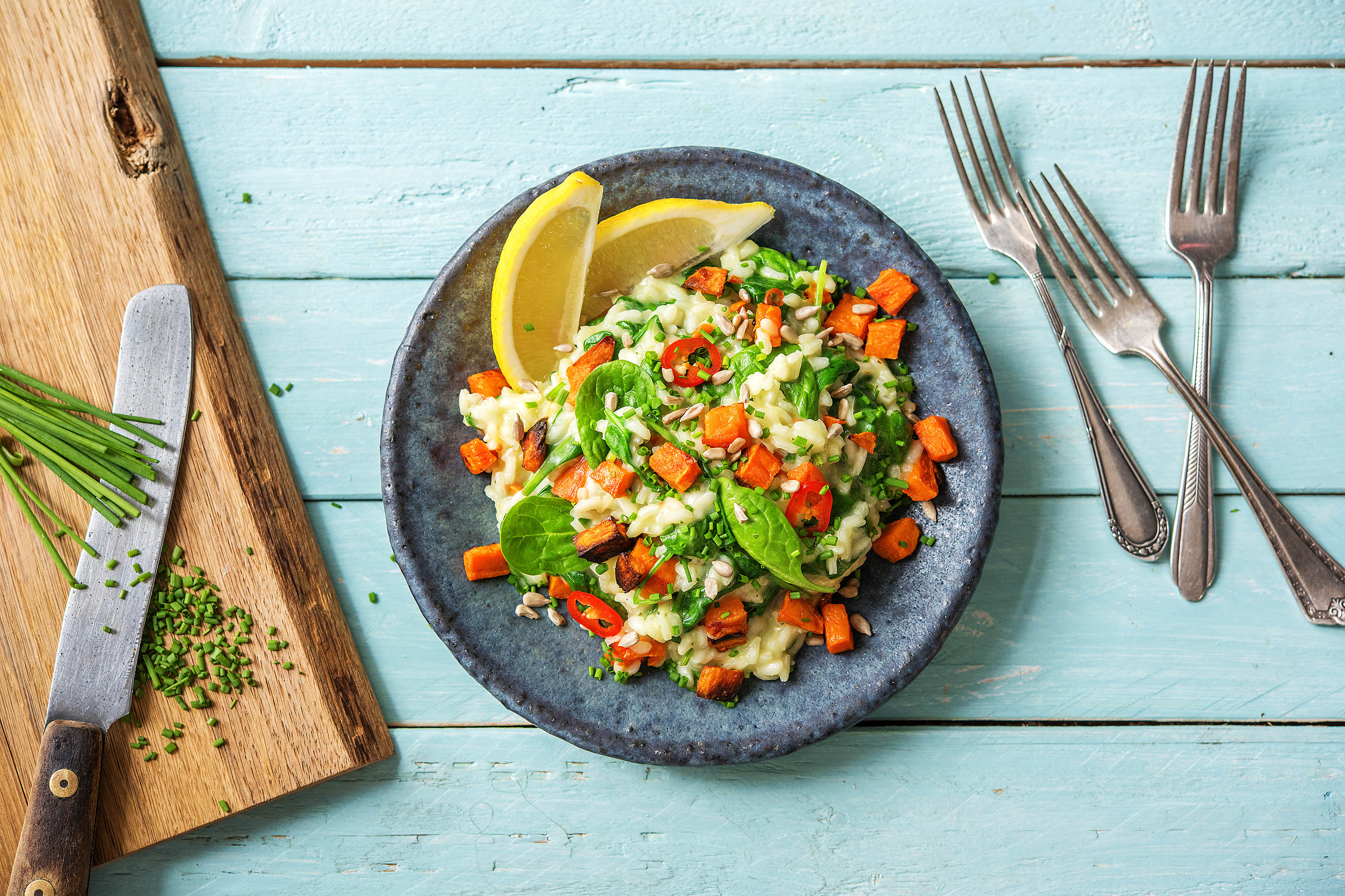 Süßkartoffel-Rucola-Risotto
