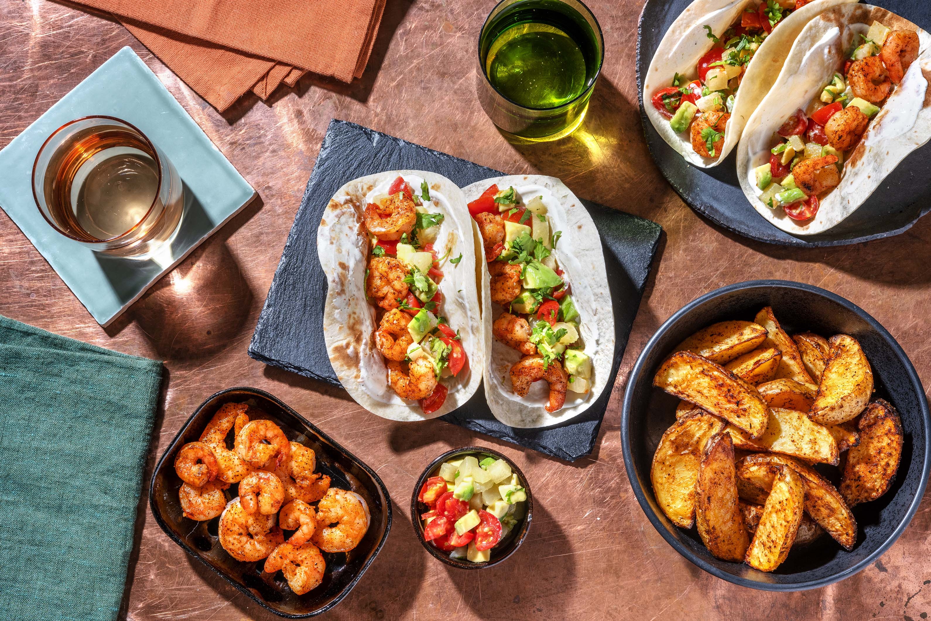 Spiced King Prawn Tacos with Pineapple & Avocado Salsa