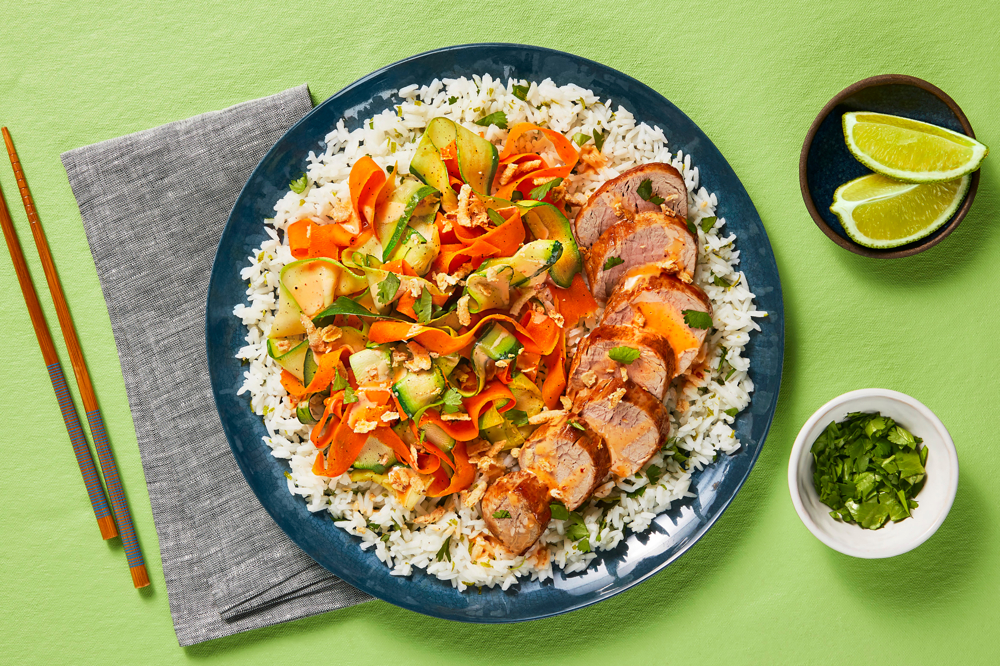 Sweet Chili Pork Tenderloin Rice Bowls