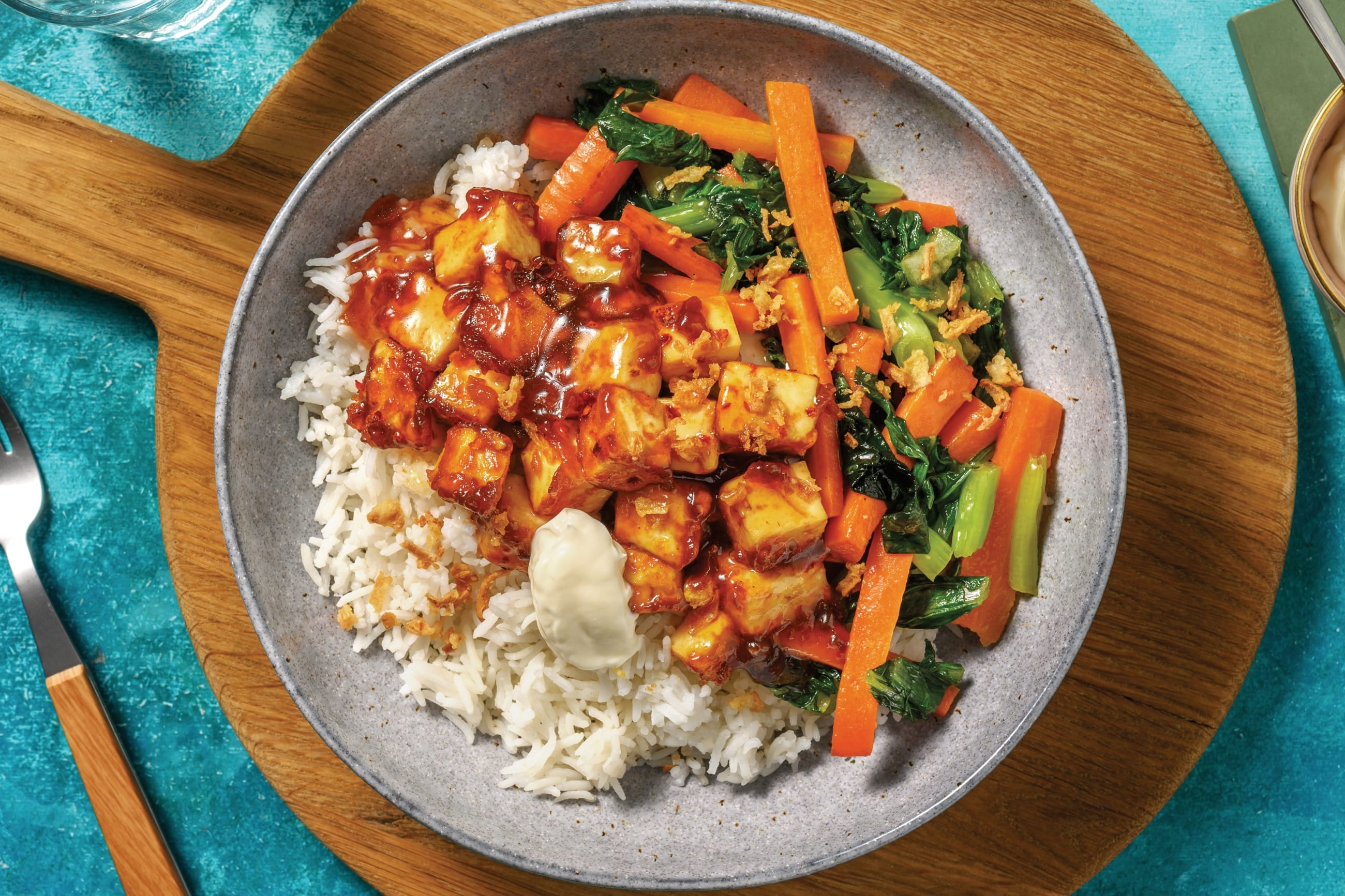 Sweet-Soy Tofu, Beef Strips & Plum Sauce
