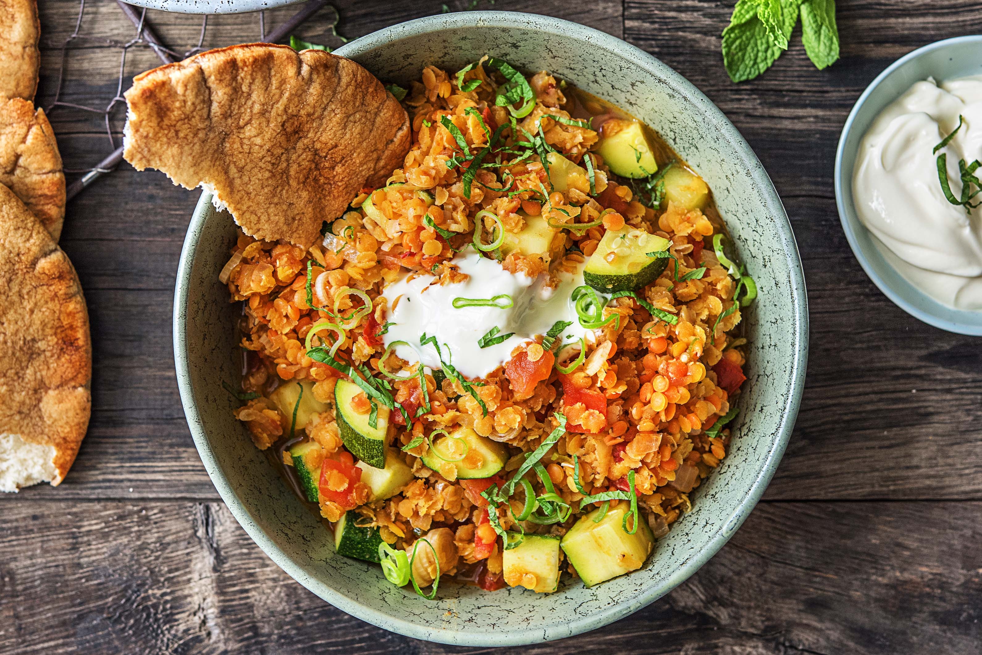 Tajine van linzen en groenten